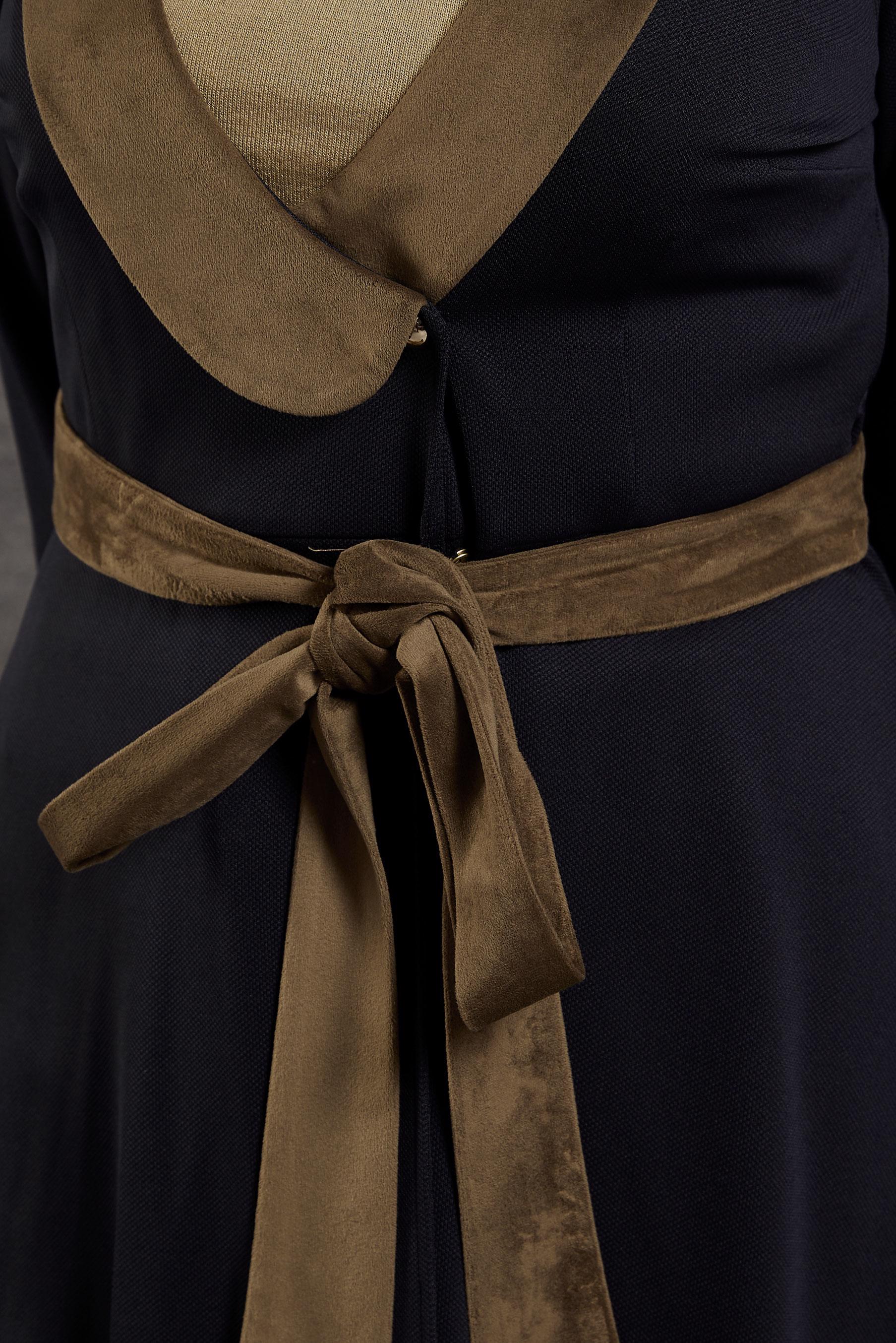 Tesettür giyim LACİVERT KUŞAKLI UZUN TUNİK 4413