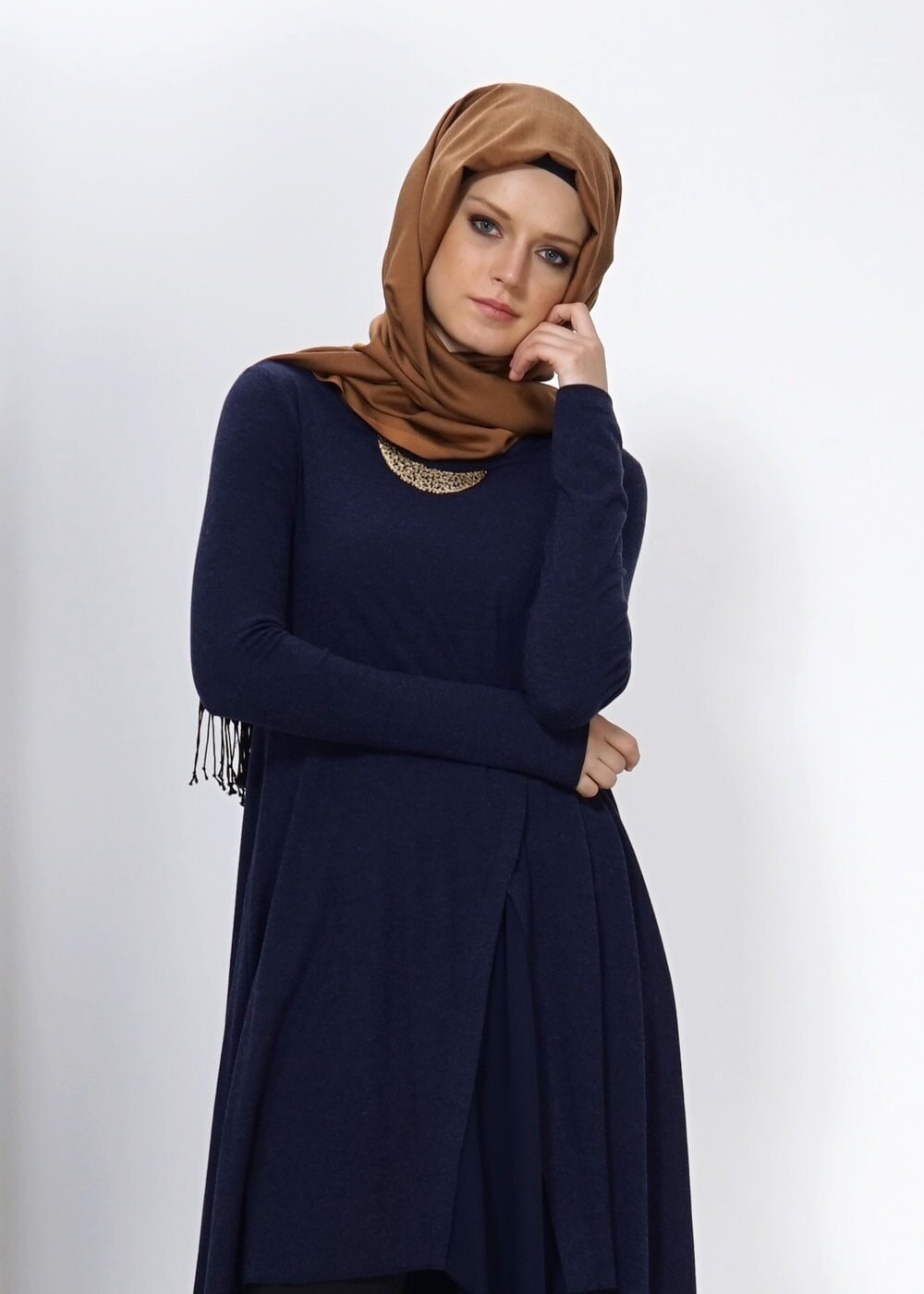 Tesettür giyim LACİVERT TESETTÜR DÜZ TUNİK 4418 