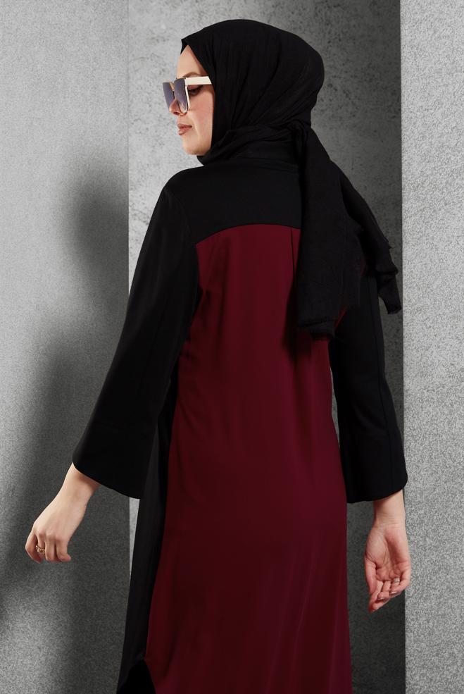 Tesettür giyim SİYAH FERMUARLI TUNİK 4420 - ALVİNA