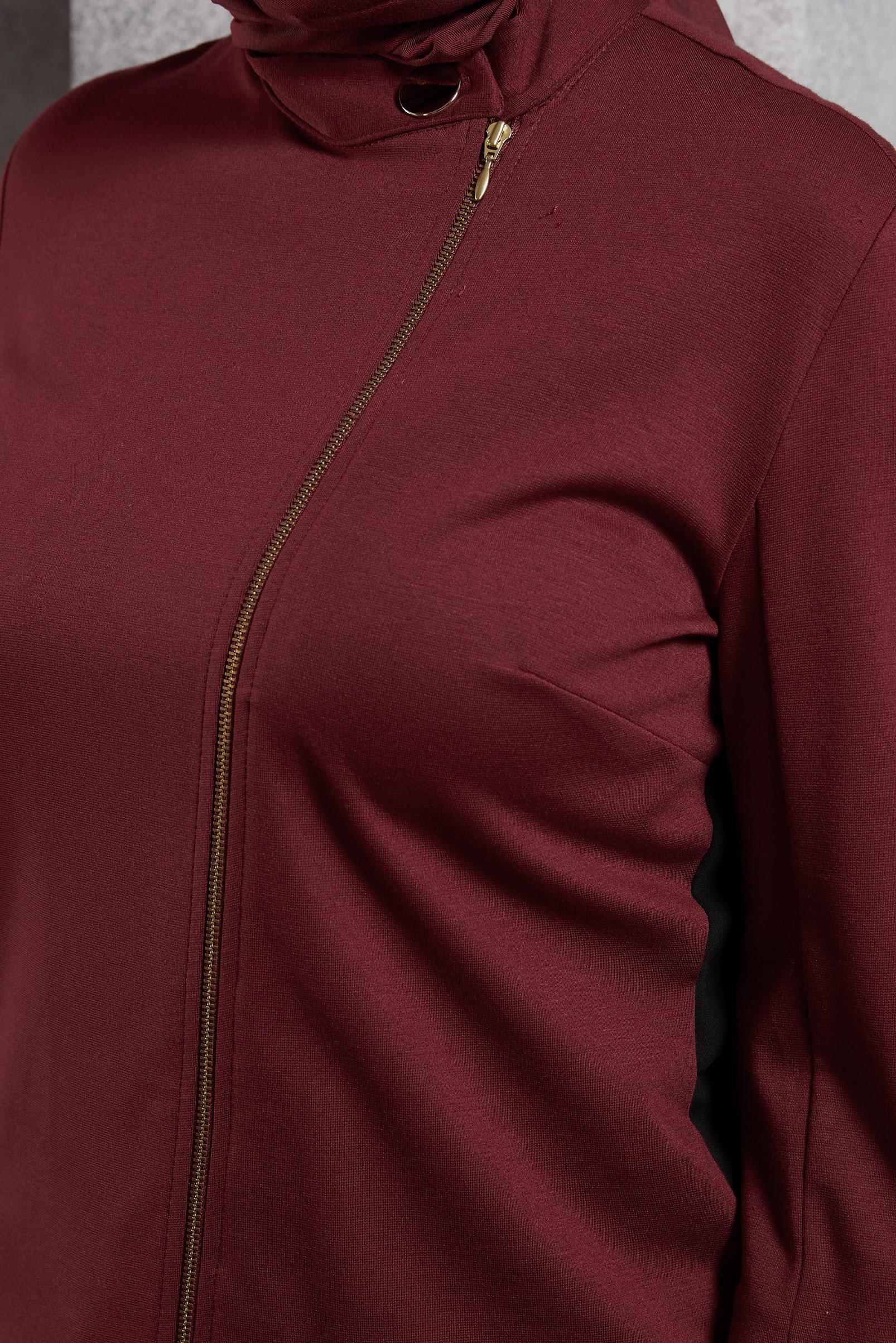 Tesettür giyim BORDO FERMUARLI TUNİK 4420