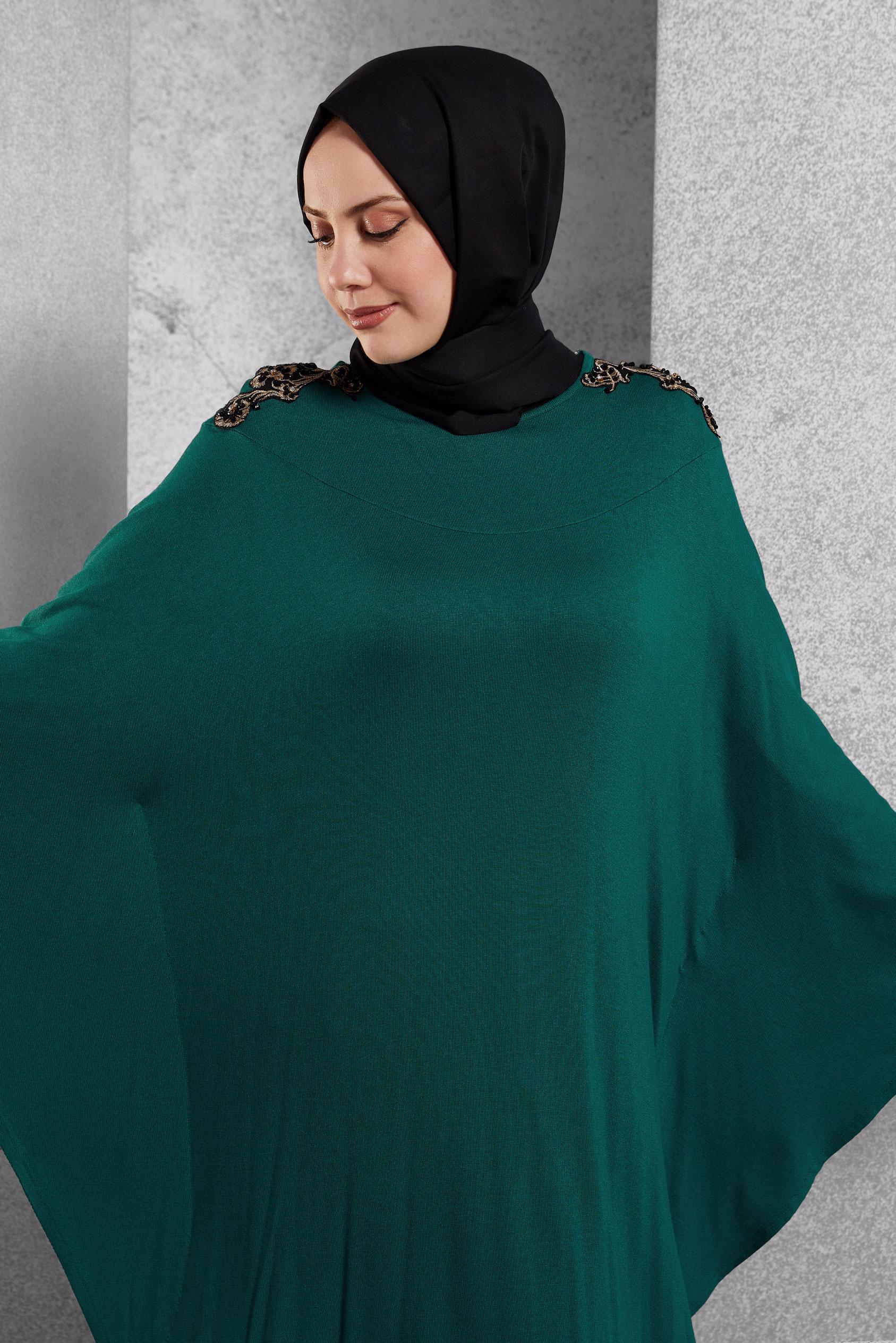 Tesettür giyim YEŞİL TAŞ DETAYLI TUNİK 4421