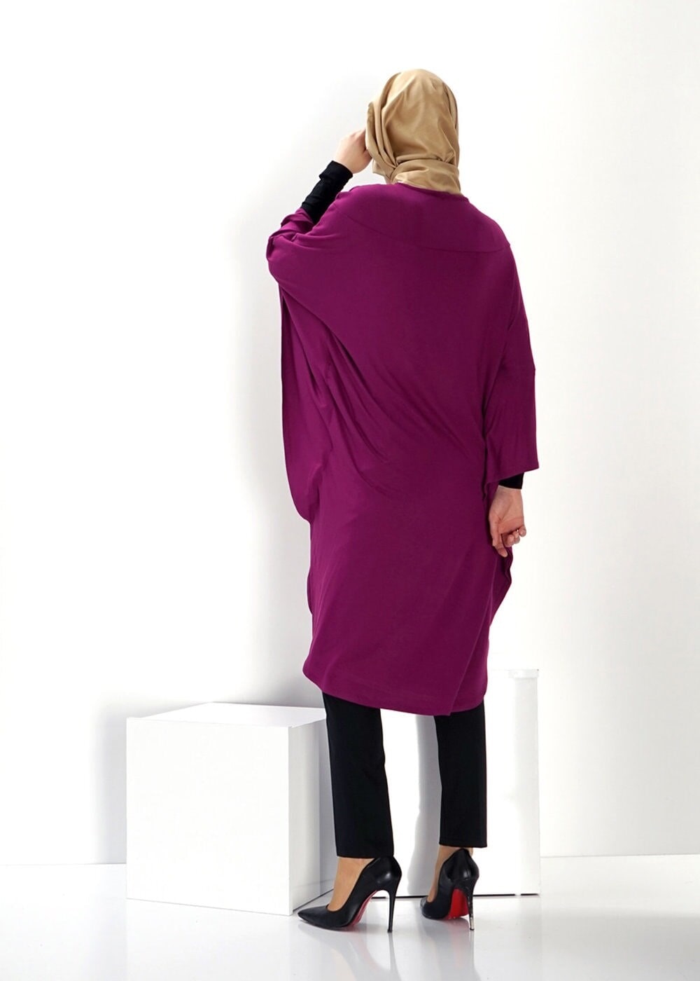 Tesettür giyim MOR TAŞ DETAYLI TUNİK 4421