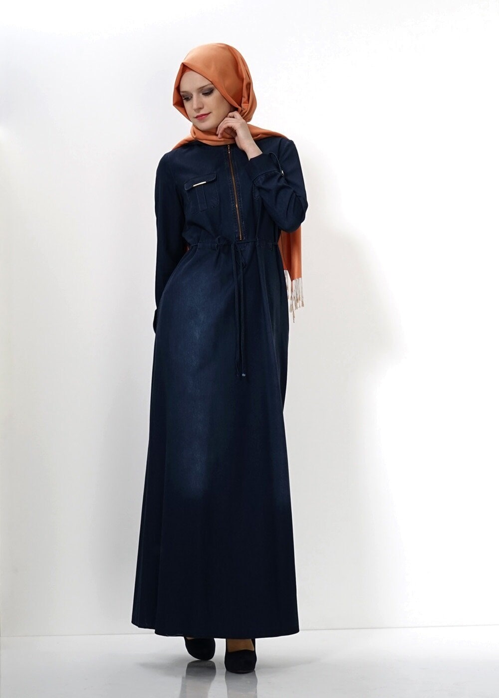 Tesettür giyim LACİVERT 4429 ELBİSE