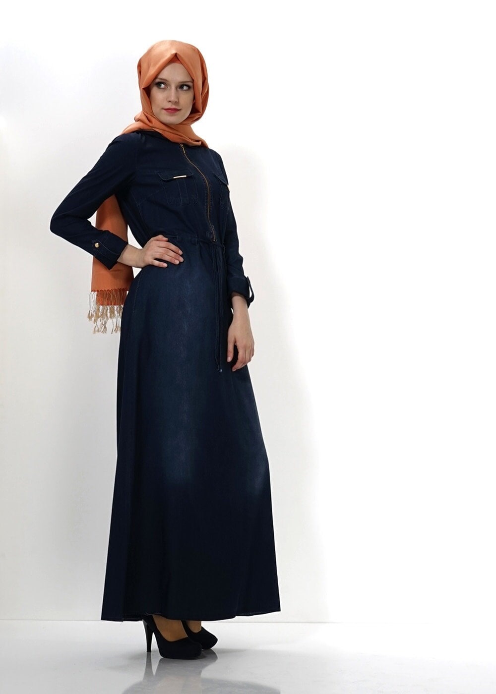 Tesettür giyim LACİVERT 4429 ELBİSE