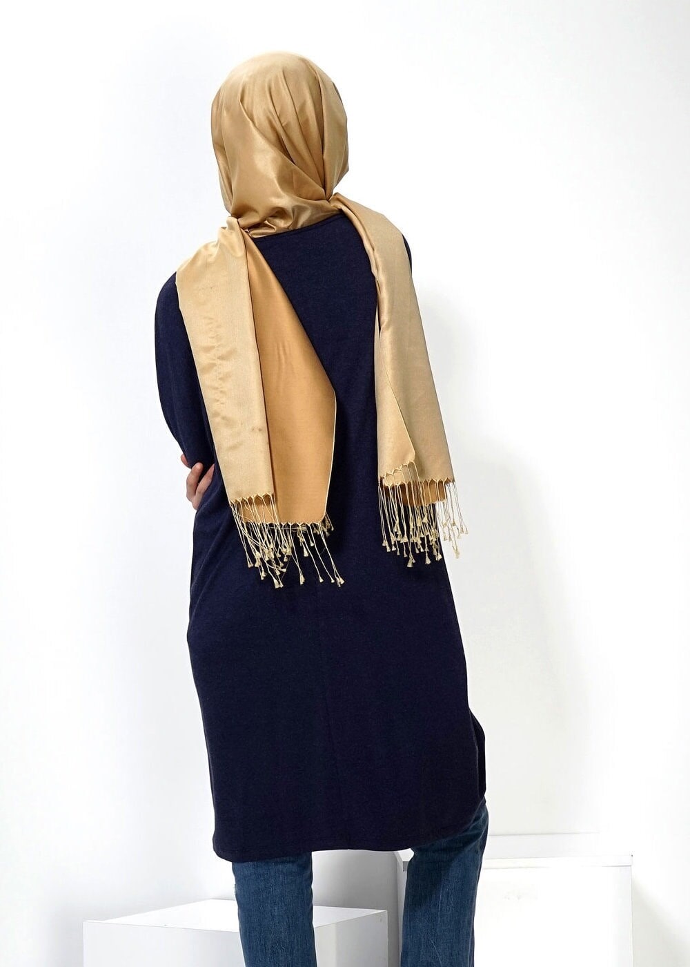 Tesettür giyim LACİVERT YARASA KOL TUNİK 4433