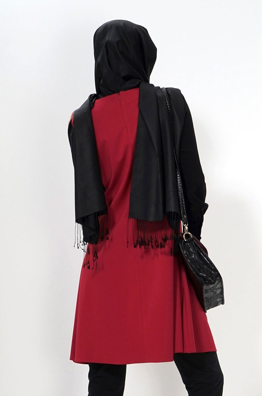 Tesettür giyim KIRMIZI İKİ RENKLİ TUNİK 4450 