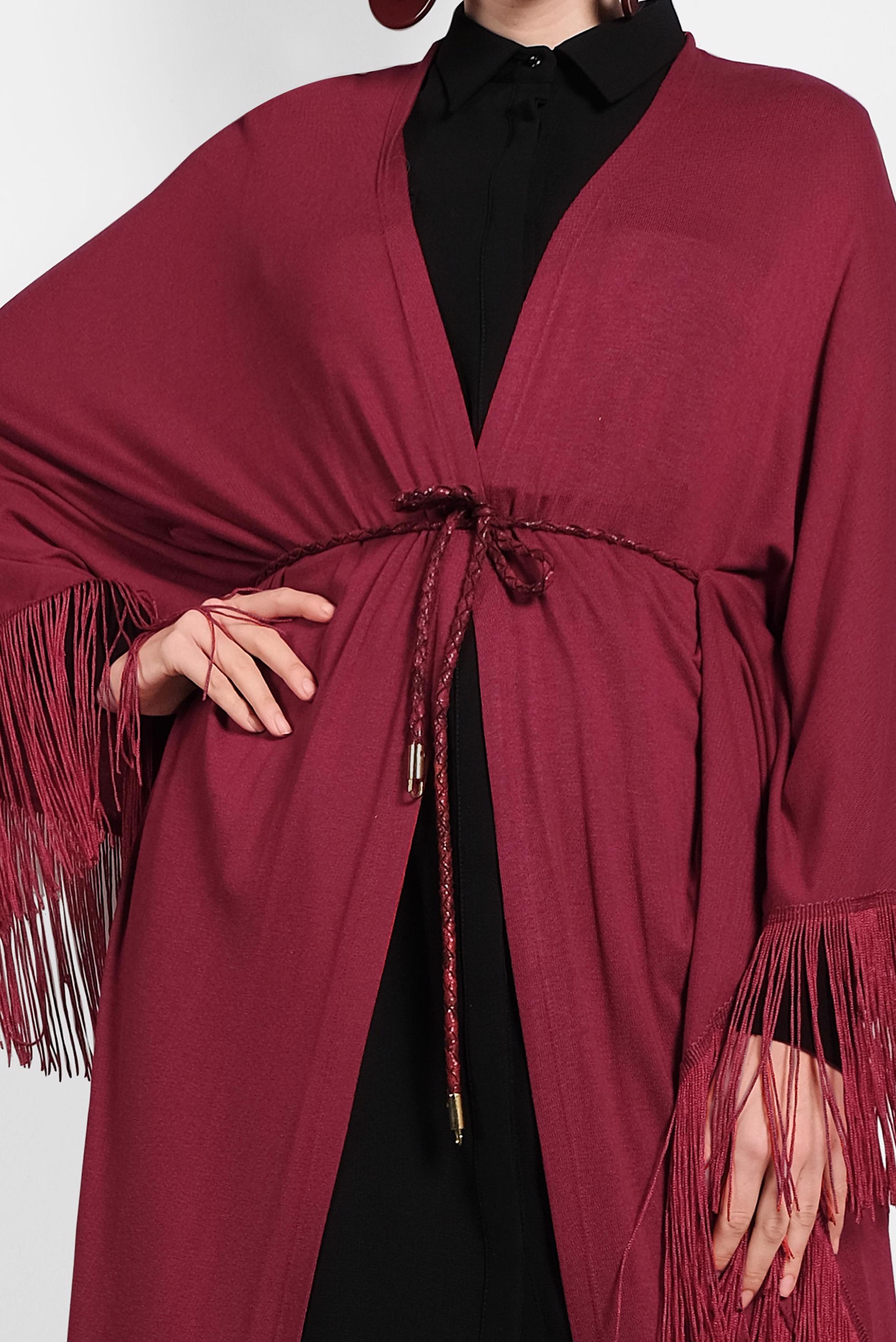 Tesettür giyim BORDO SAÇAKLI TUNİK 4452