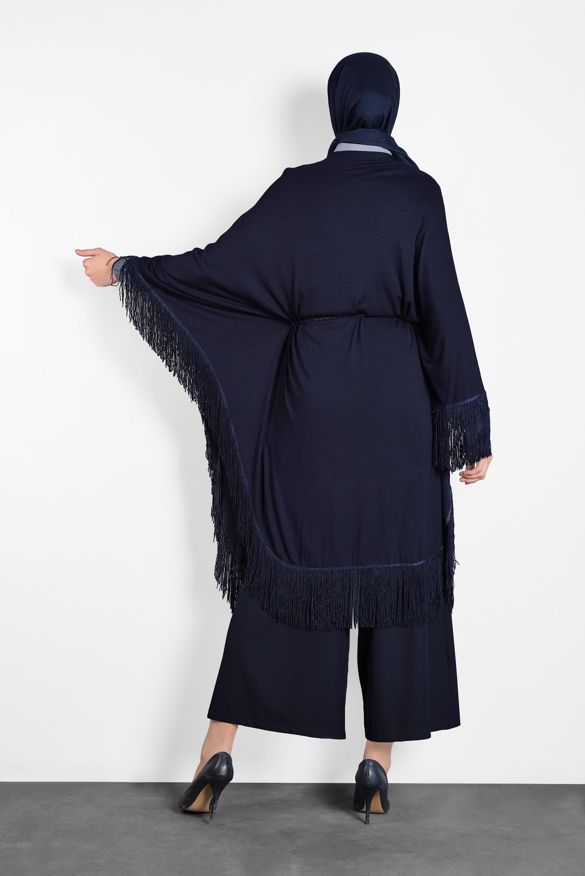 Tesettür giyim LACİVERT SAÇAKLI TUNİK 4452