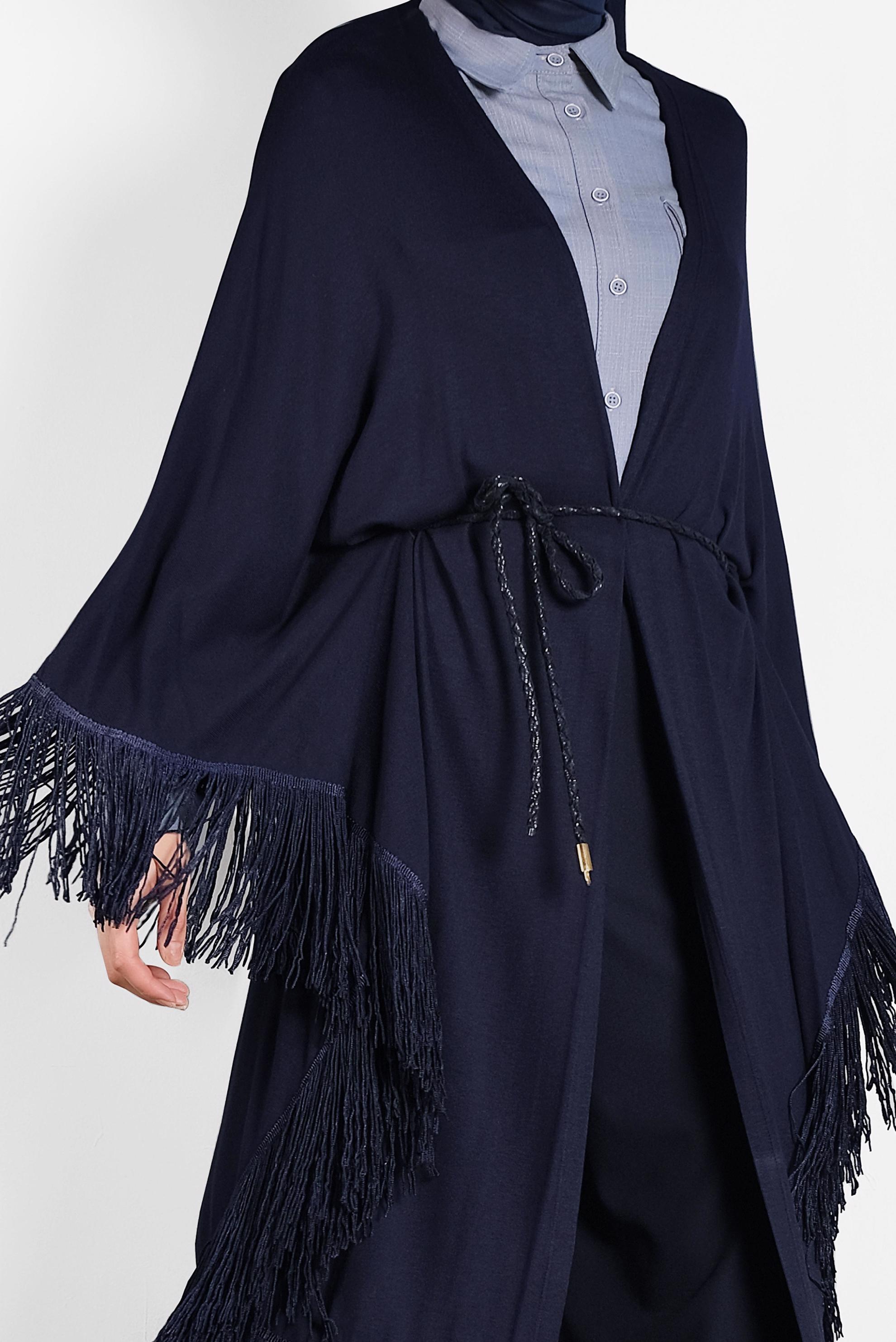 Tesettür giyim LACİVERT SAÇAKLI TUNİK 4452