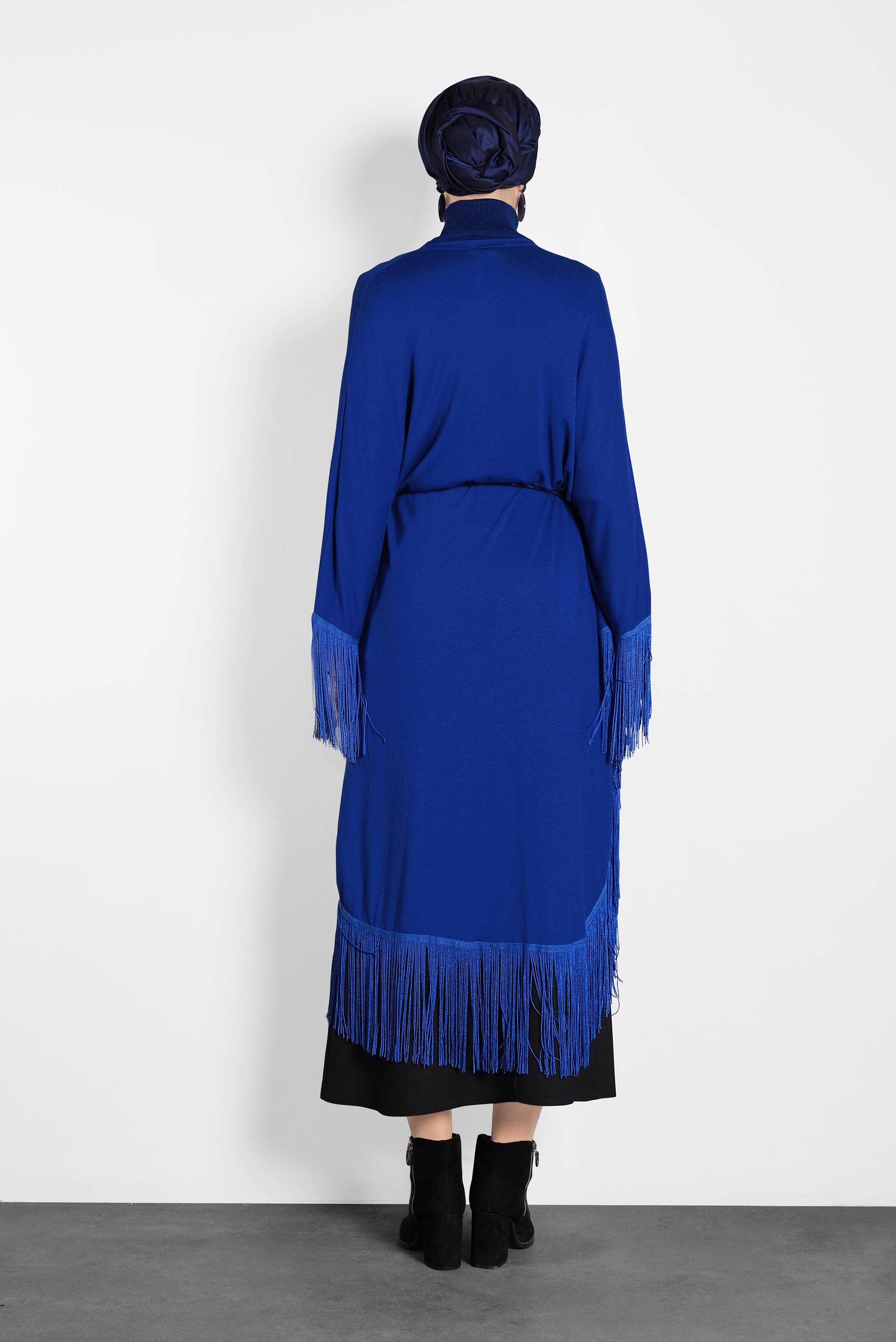 Tesettür giyim LACİVERT SAÇAKLI TUNİK 4452