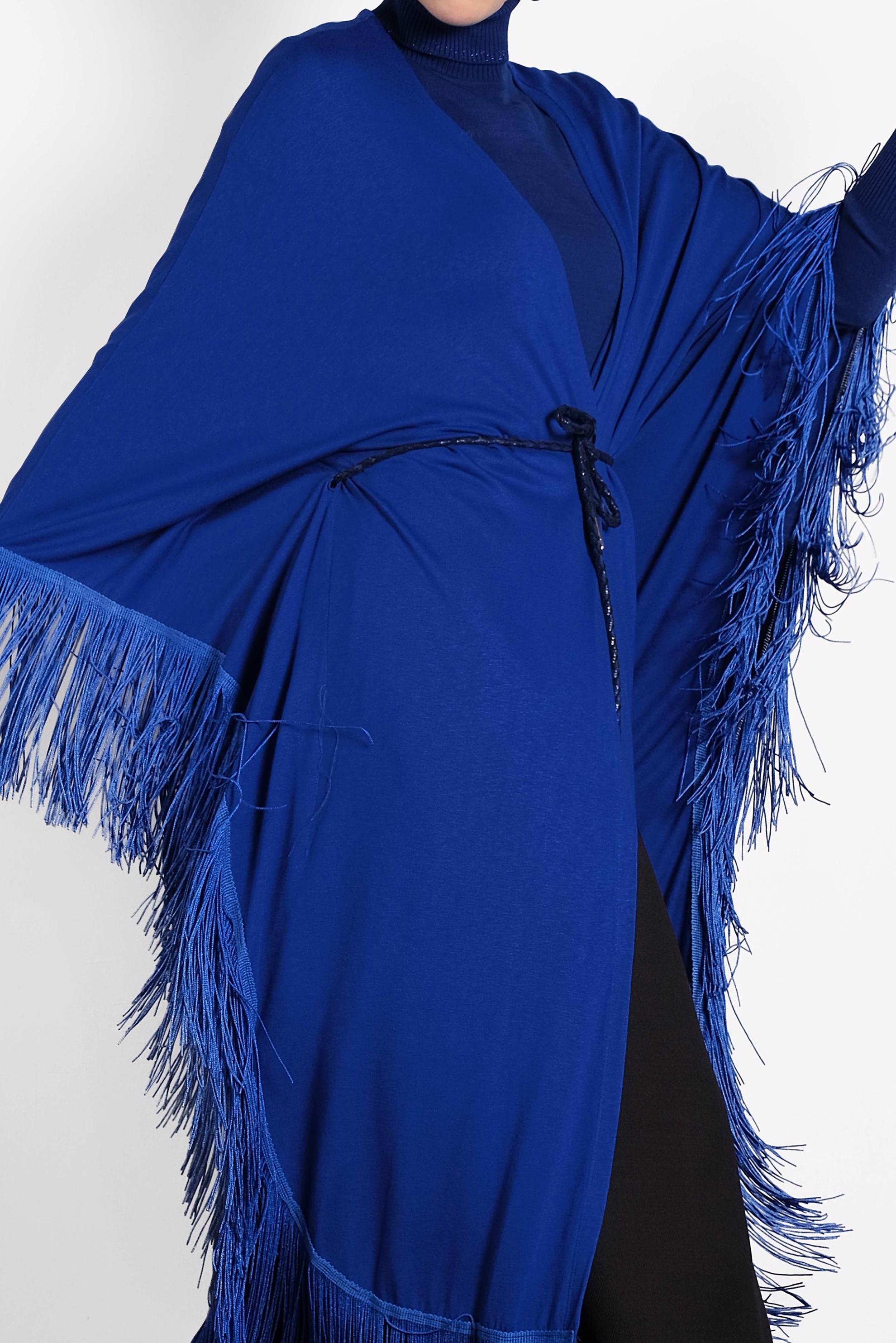 Tesettür giyim LACİVERT SAÇAKLI TUNİK 4452