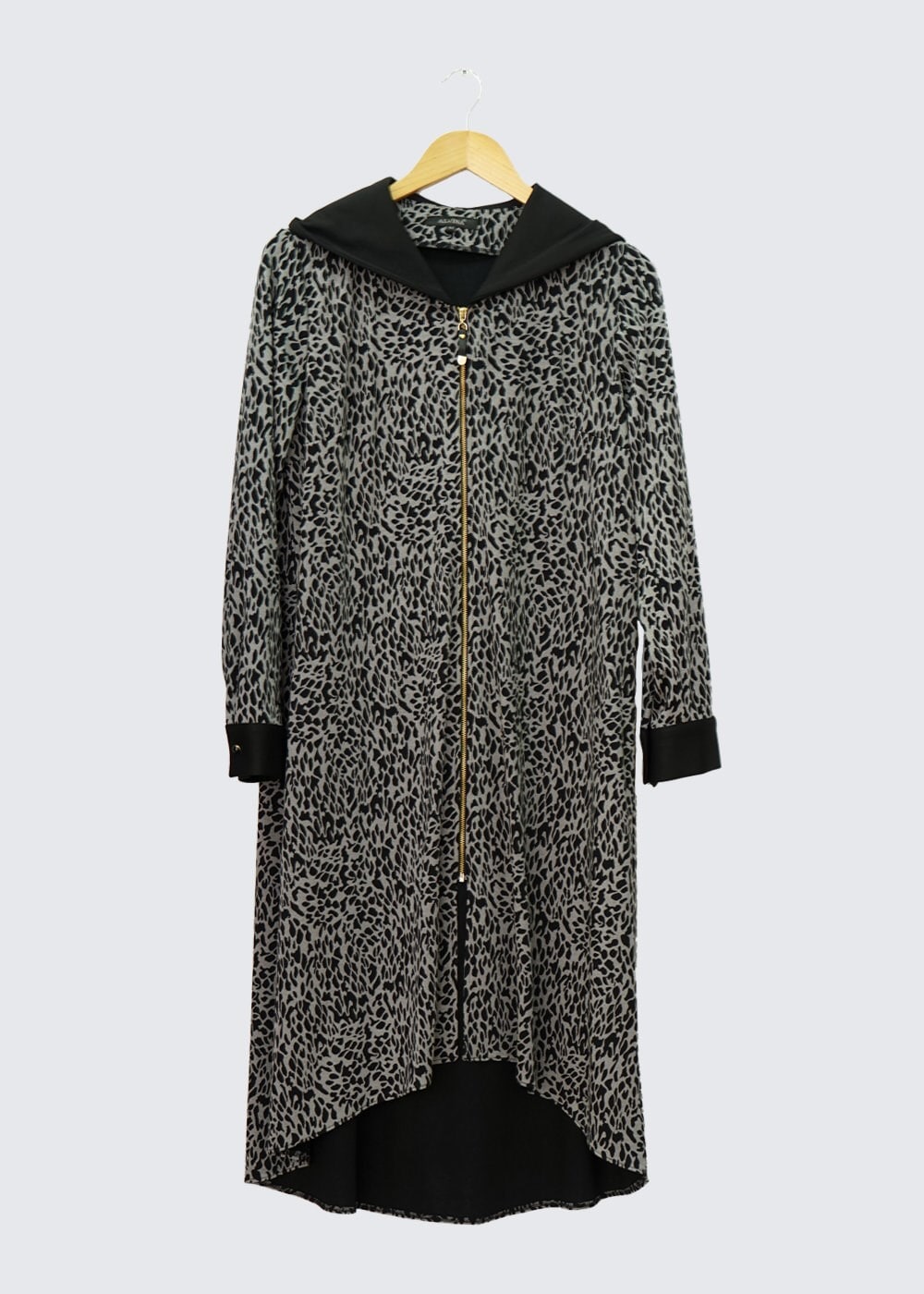 Tesettür giyim GRİ KAPÜŞONLU FERMUARLI TUNİK 4454 