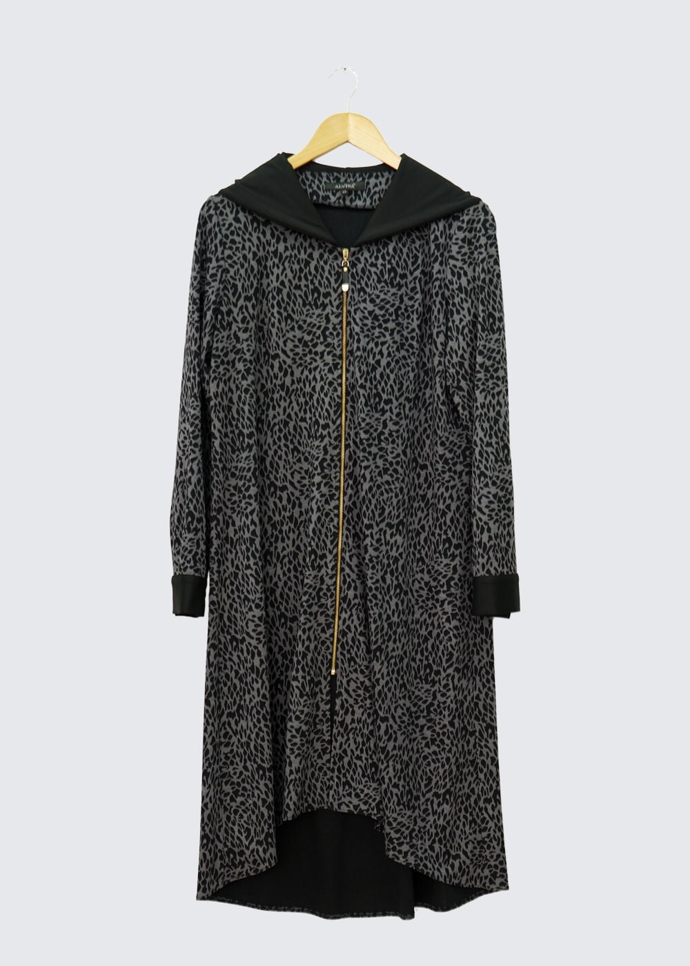 Tesettür giyim GRİ KAPÜŞONLU FERMUARLI TUNİK 4454 