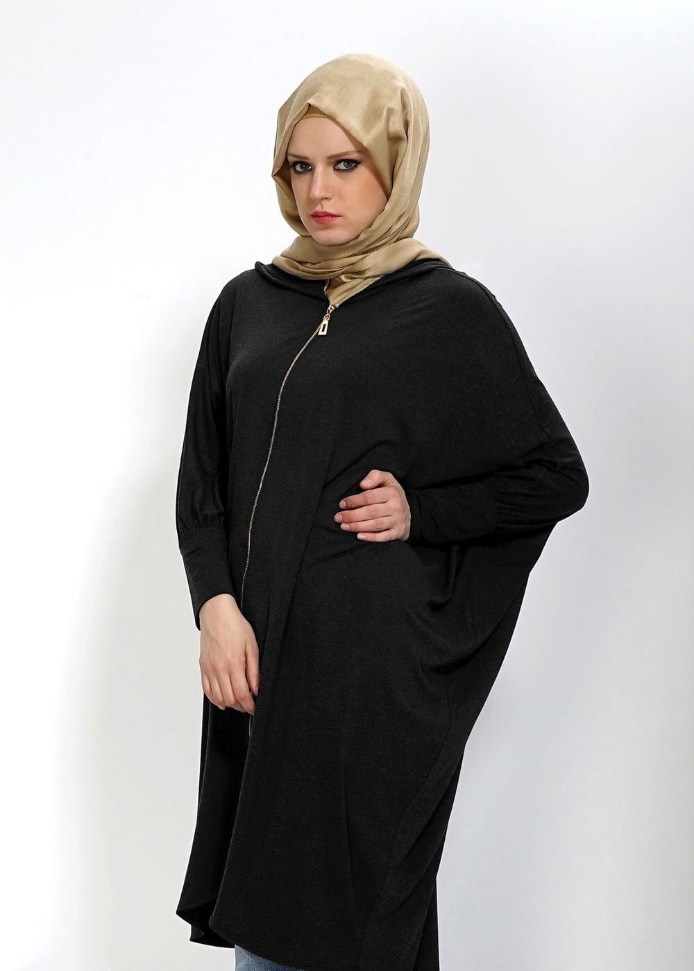 Tesettür giyim SİYAH YARASA KOL TUNİK 4457
