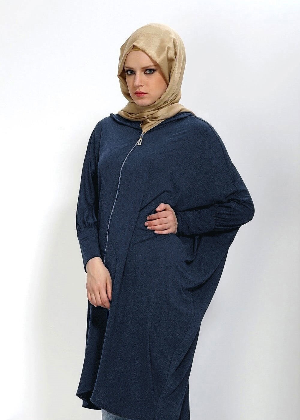 Tesettür giyim LACİVERT YARASA KOL TUNİK 4457