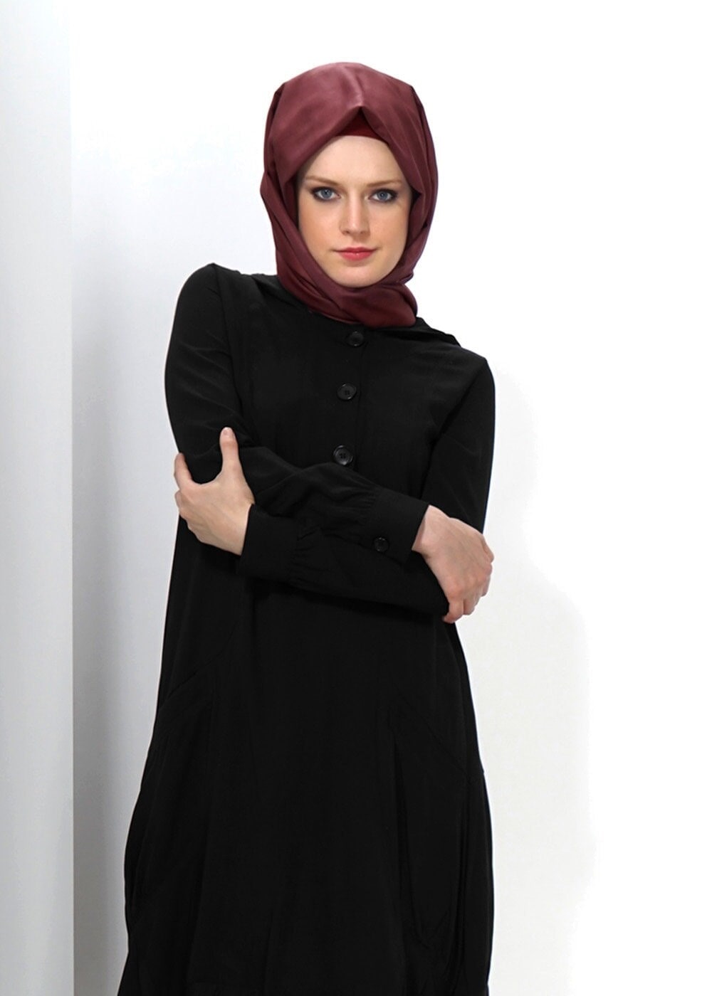 Tesettür giyim SİYAH ASİMETRİK KESİM TUNİK 4458