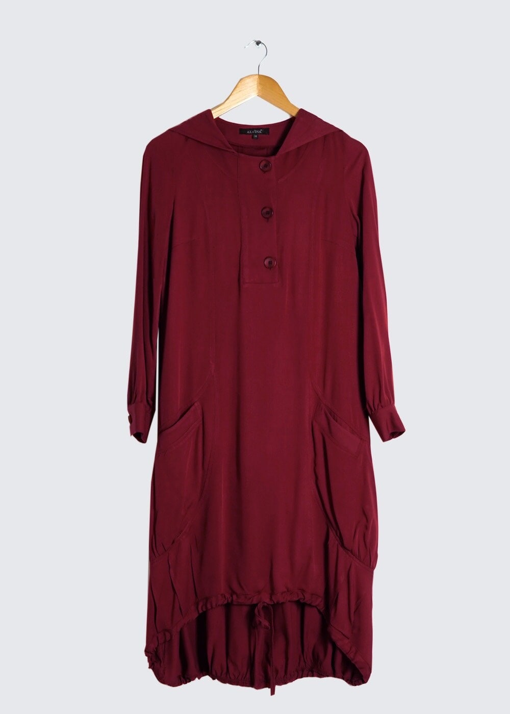 Tesettür giyim KIRMIZI ASİMETRİK KESİM TUNİK 4458