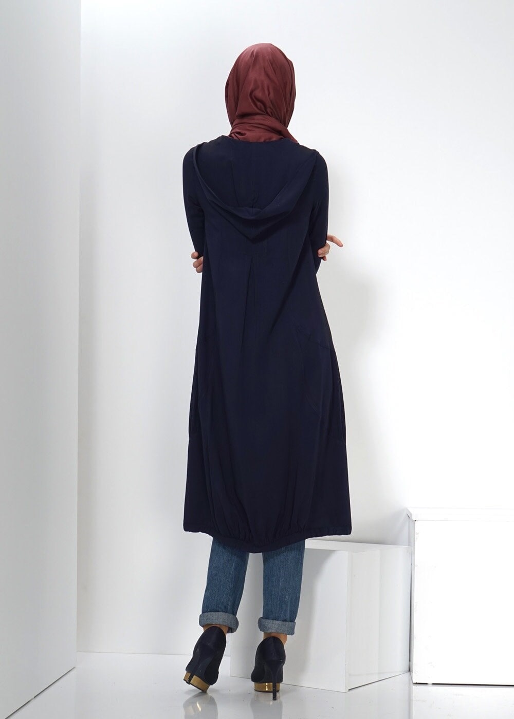 Tesettür giyim LACİVERT ASİMETRİK KESİM TUNİK 4458
