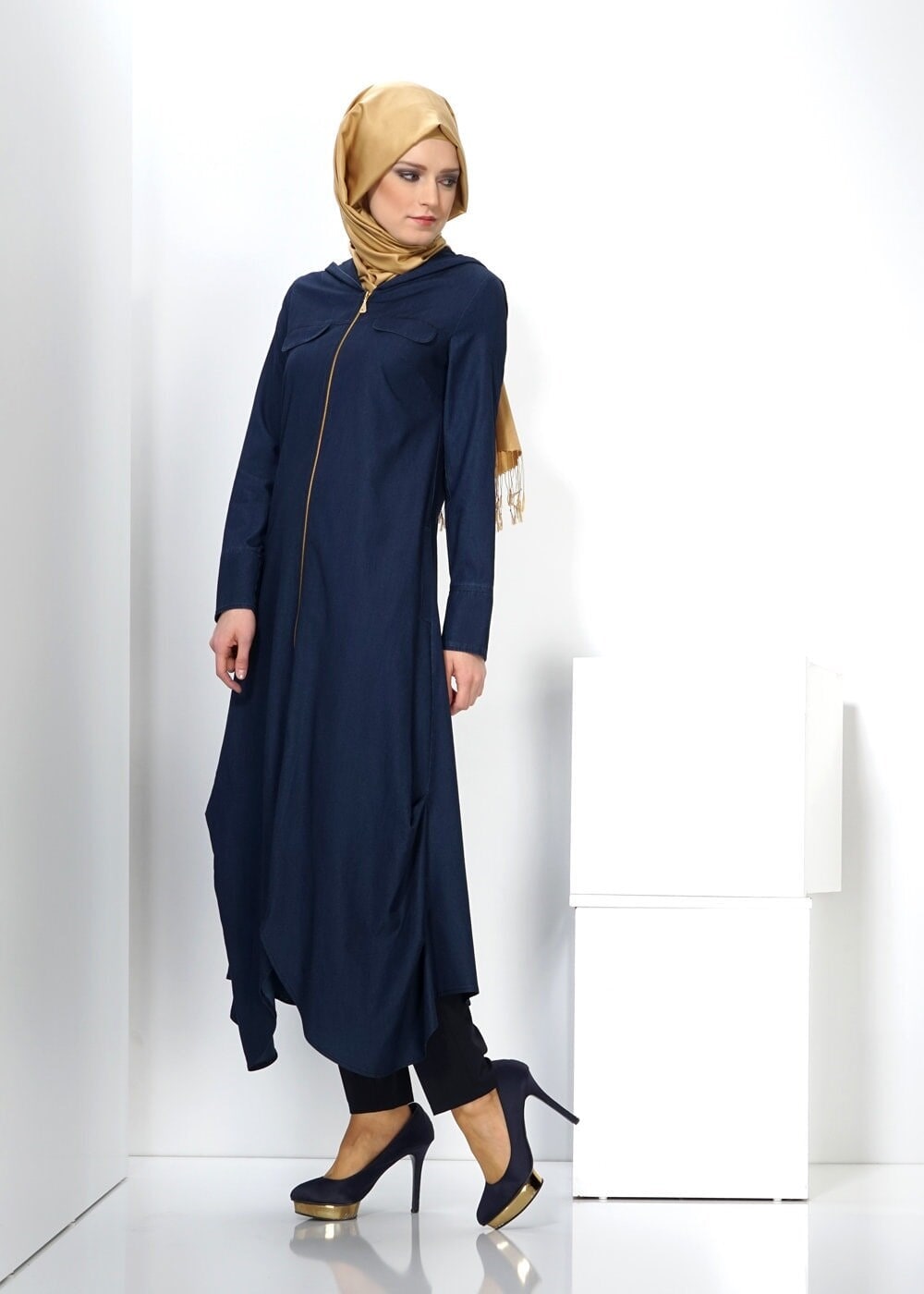 Tesettür giyim LACİVERT FERMUARLI TUNİK 4459 