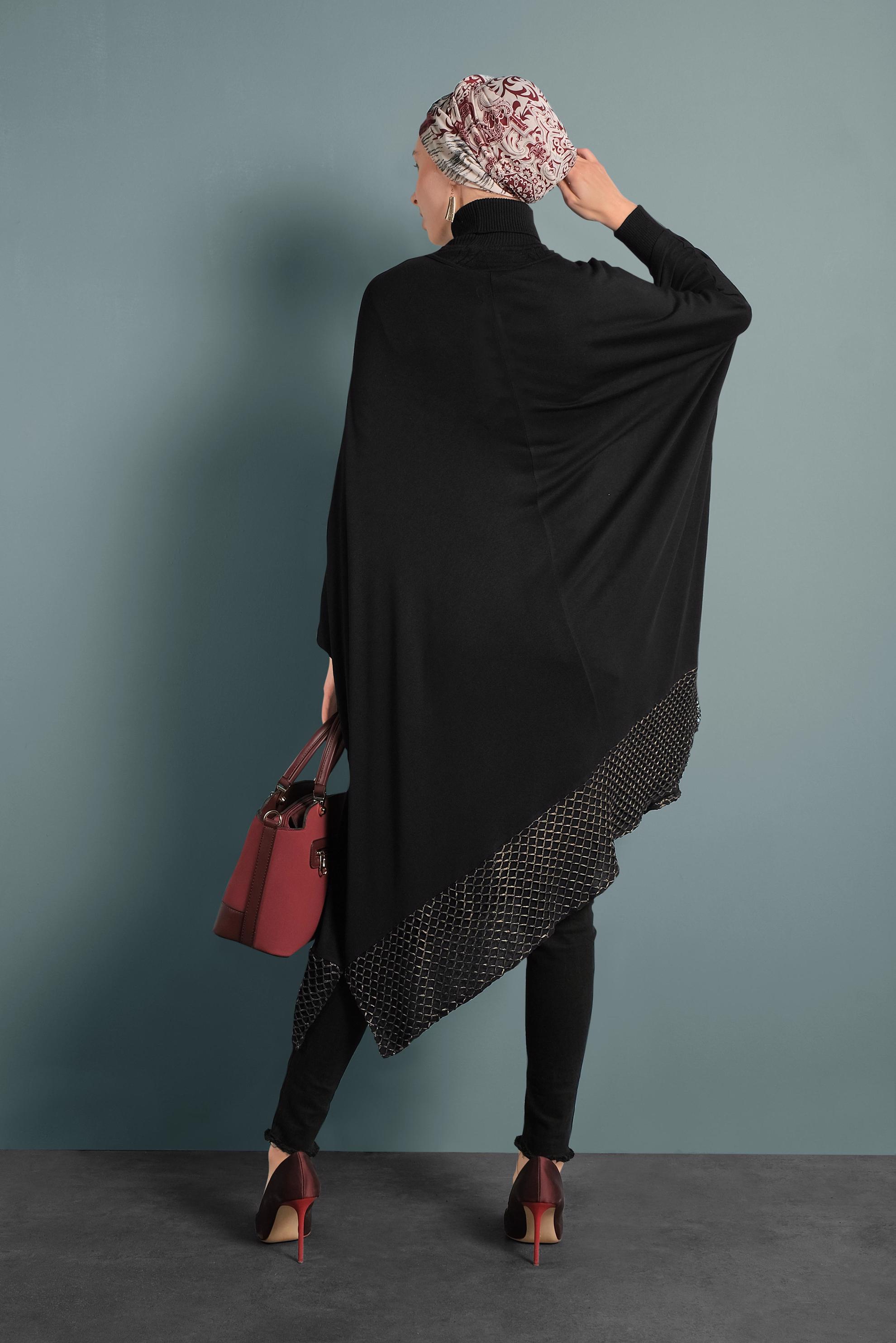 Tesettür giyim SİYAH YARASA KOL TUNİK 4483