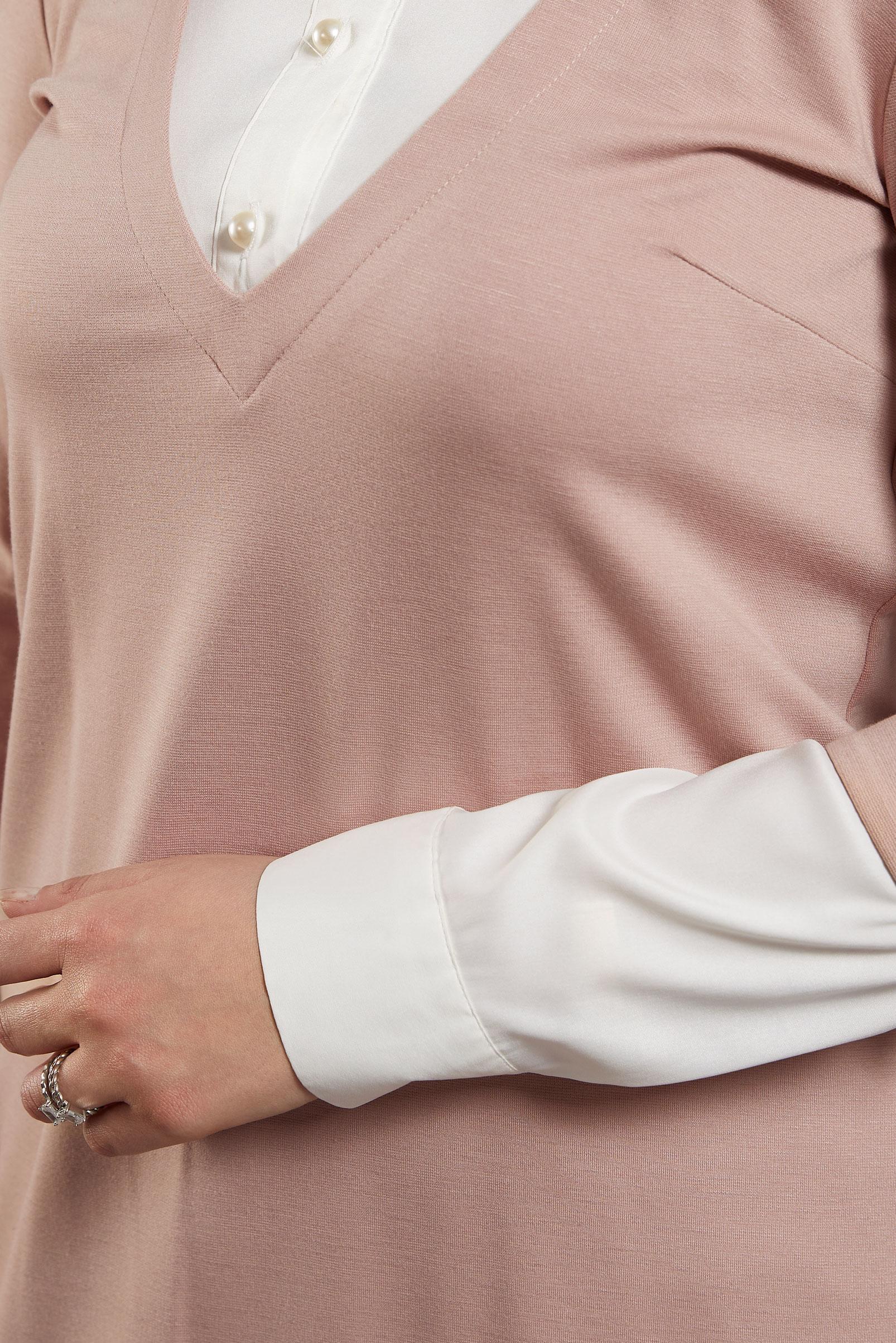 Tesettür giyim PUDRA GÖMLEK YAKA TUNİK 4484