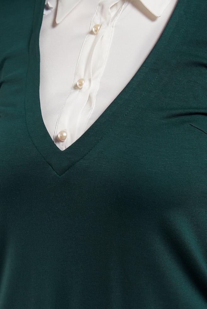 Tesettür giyim YEŞİL GÖMLEK YAKA TUNİK 4484 - ALVİNA