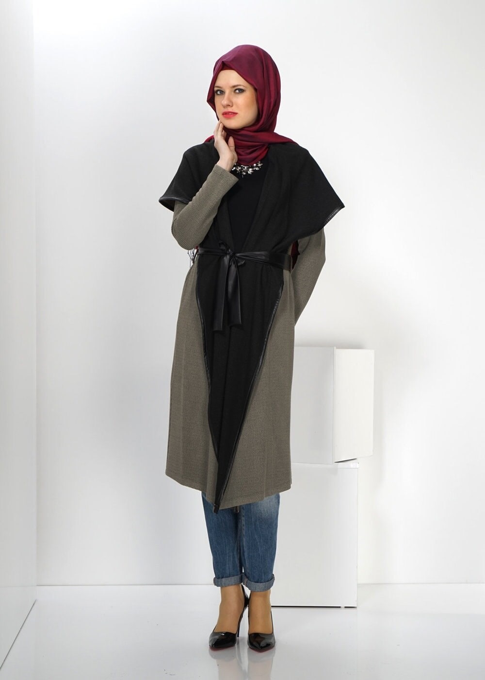 Tesettür giyim VİZON İKİ RENKLİ TUNİK 4522