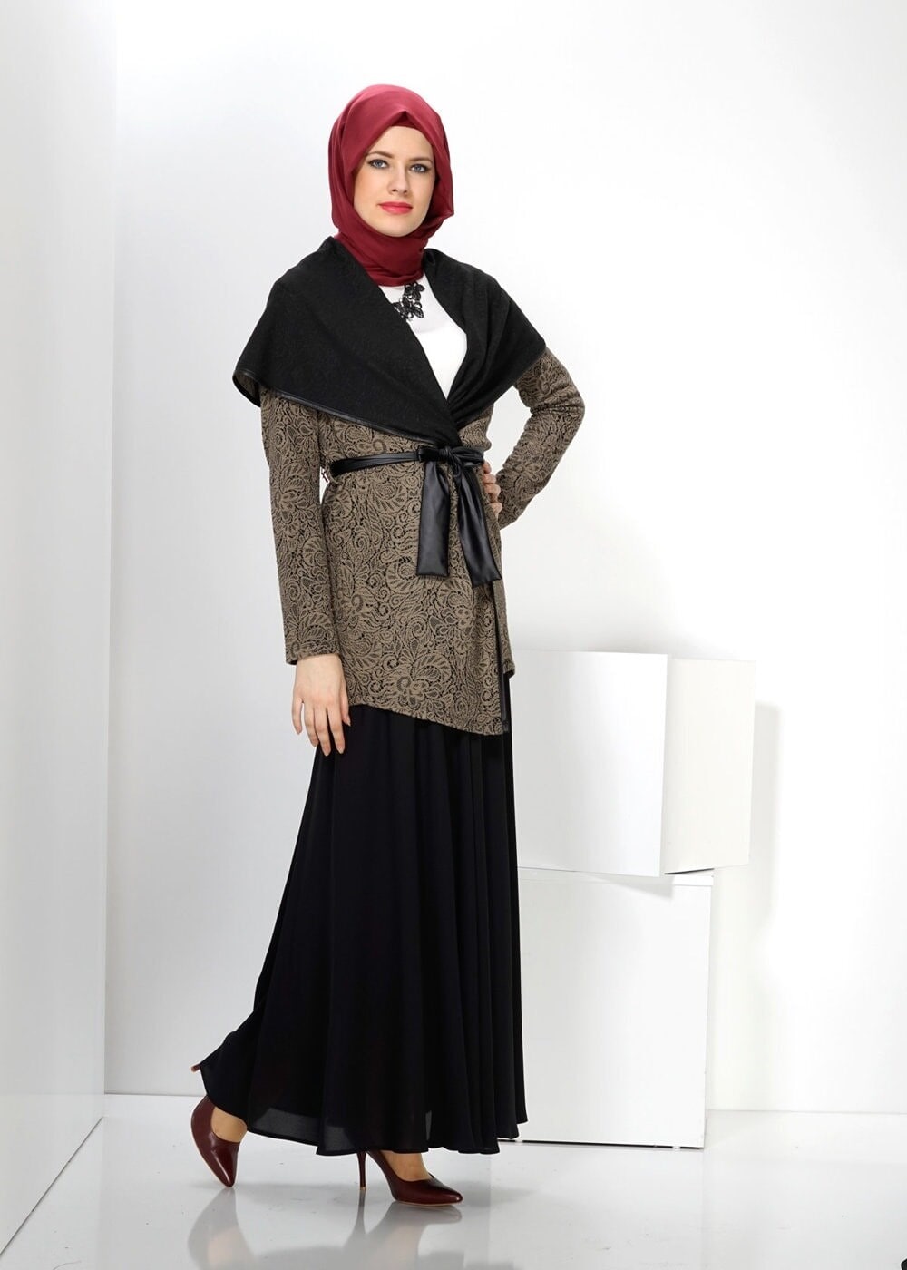 Tesettür giyim VİZON DESENLİ TUNİK 4523