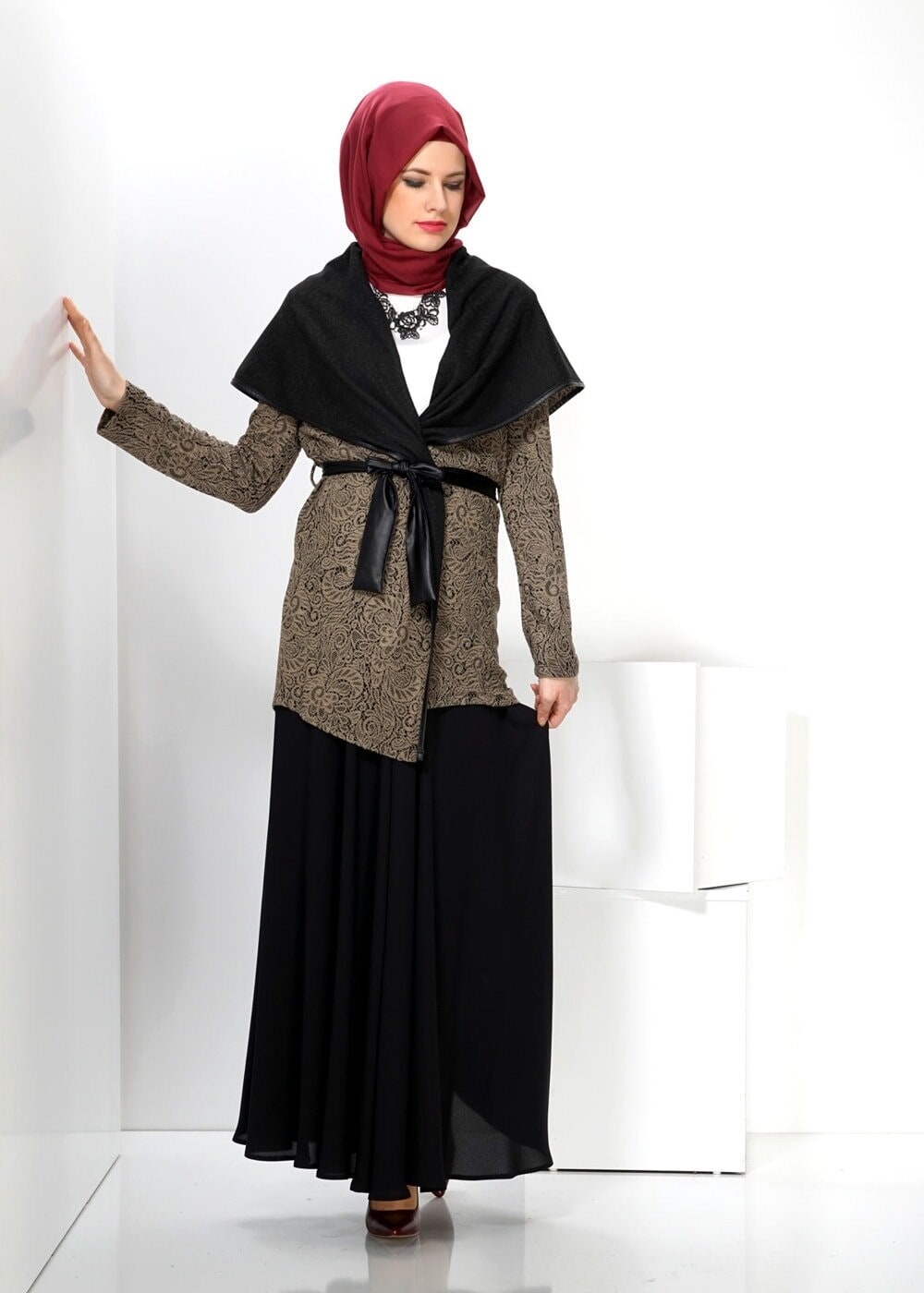 Tesettür giyim VİZON DESENLİ TUNİK 4523