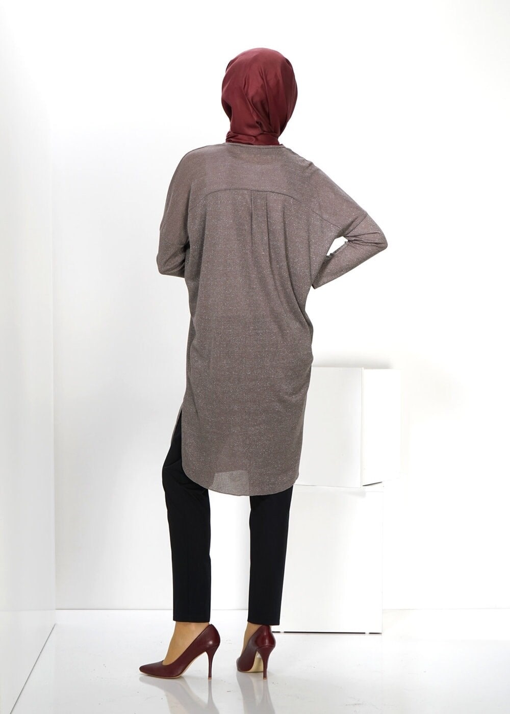 Tesettür giyim VİZON YARASA KOL TUNİK 4534
