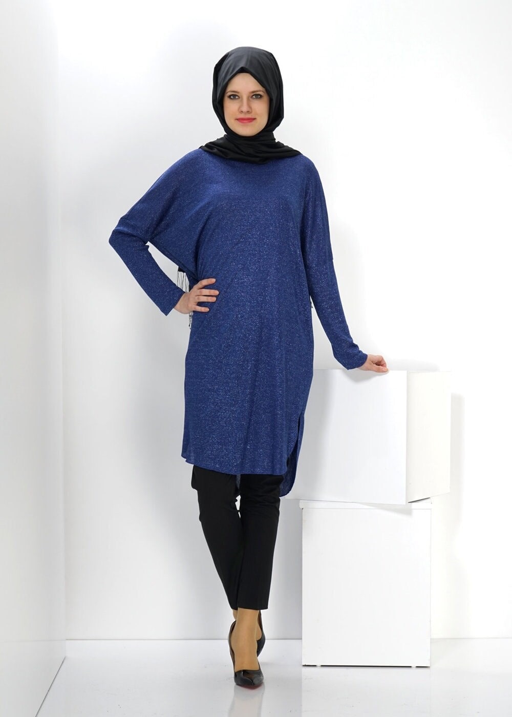 Tesettür giyim LACİVERT YARASA KOL TUNİK 4534