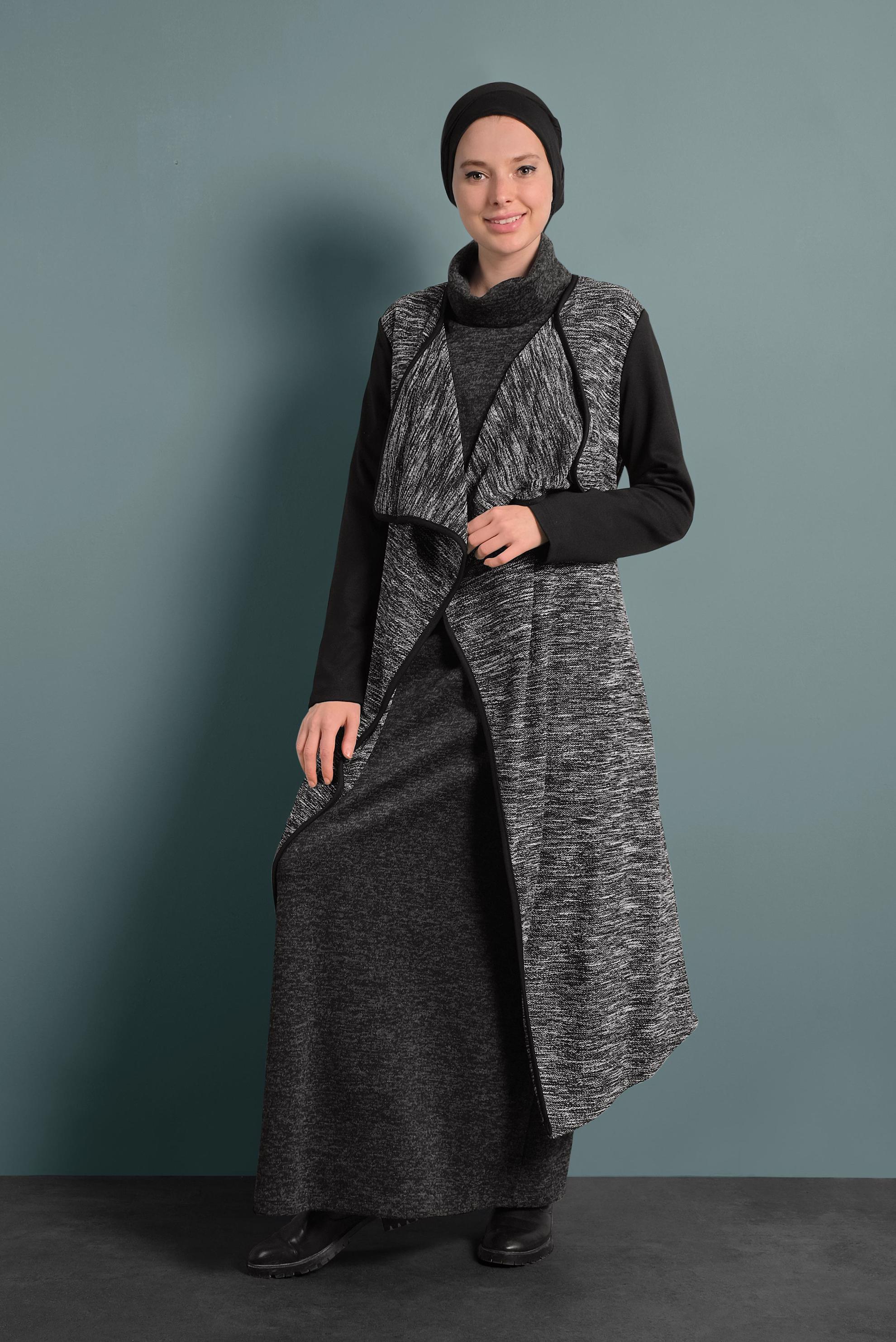 Tesettür giyim SİYAH SALAŞ YAKA CEKET 4542