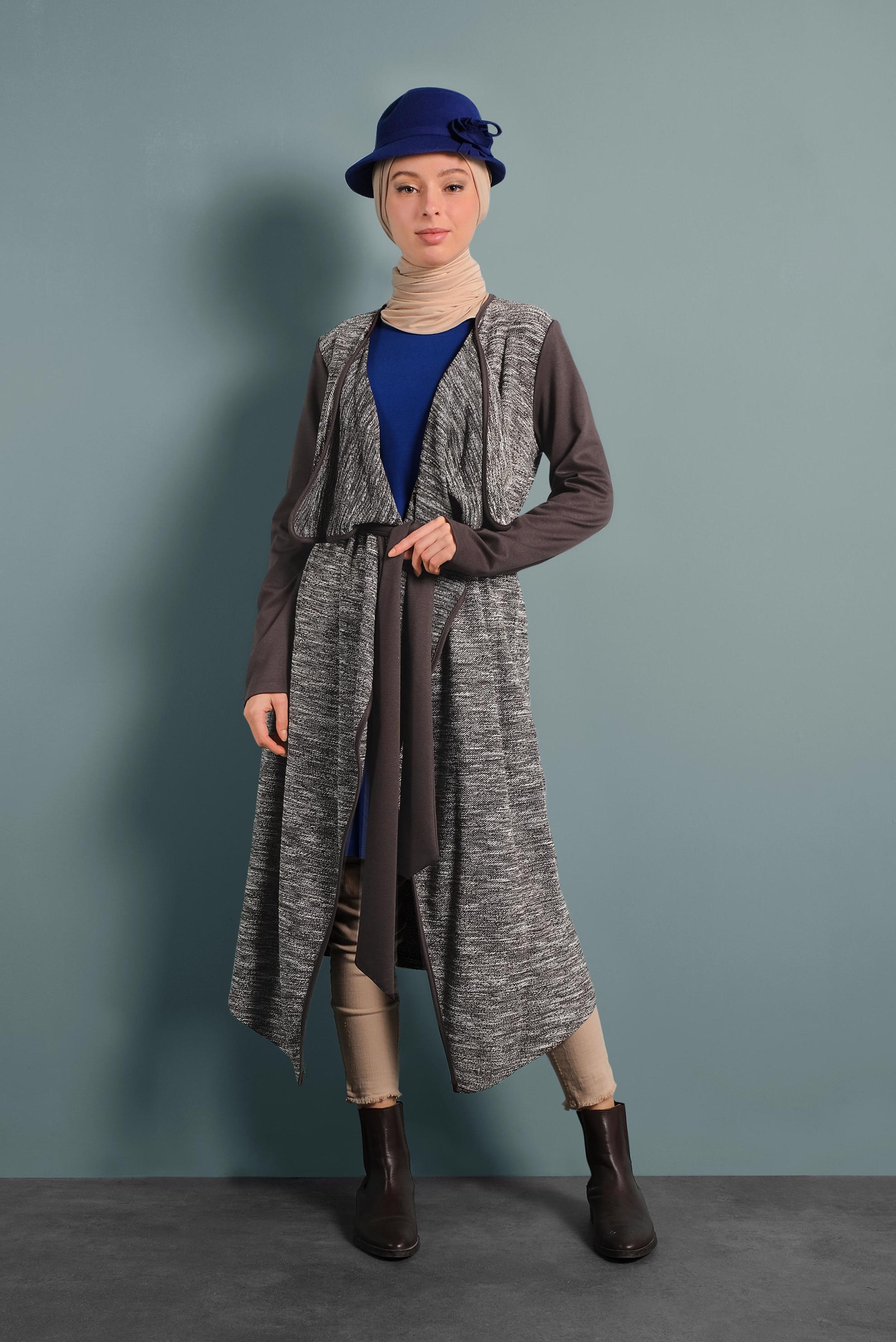 Tesettür giyim KAHVE SALAŞ YAKA CEKET 4542