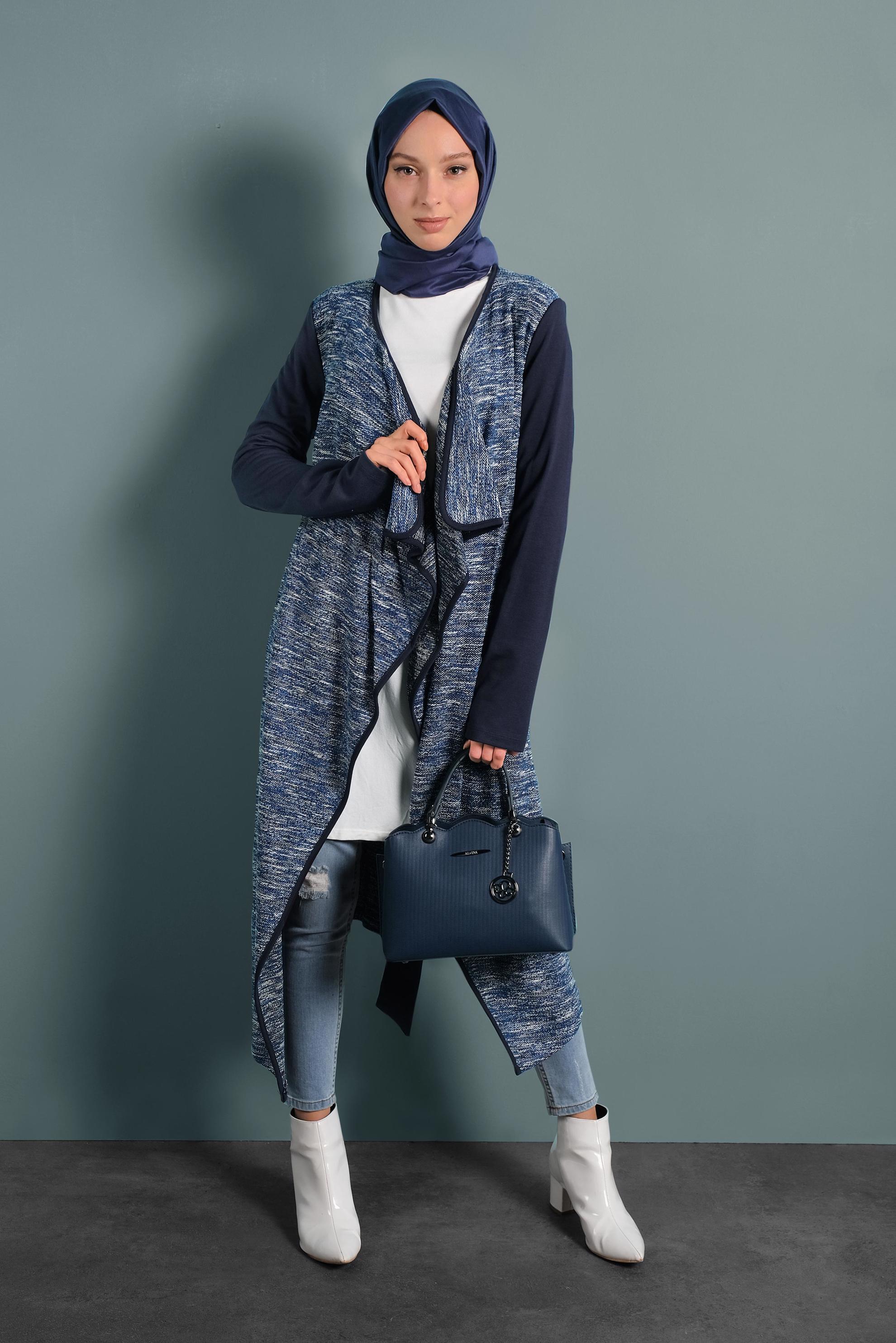 Tesettür giyim LACİVERT SALAŞ YAKA CEKET 4542