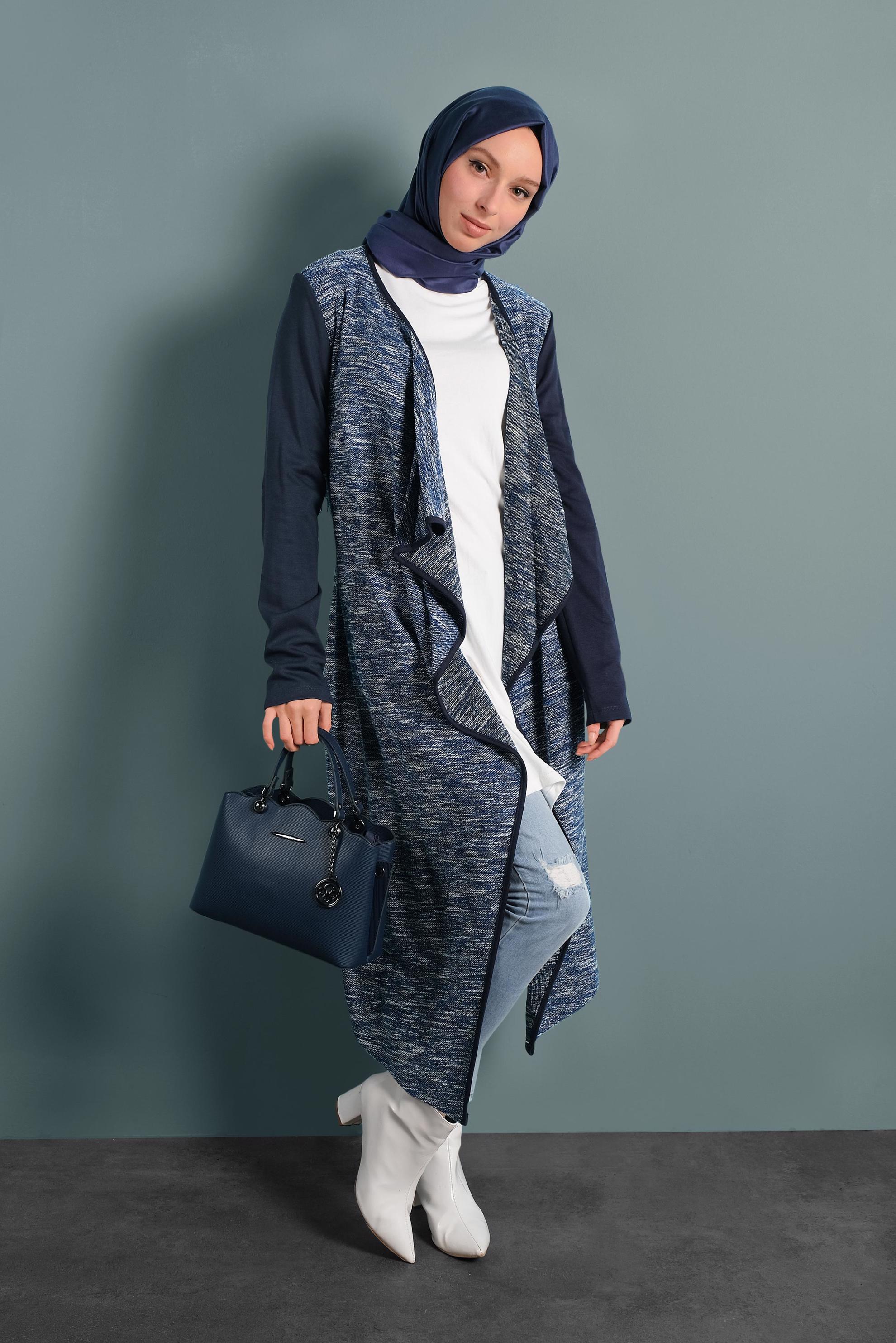 Tesettür giyim LACİVERT SALAŞ YAKA CEKET 4542