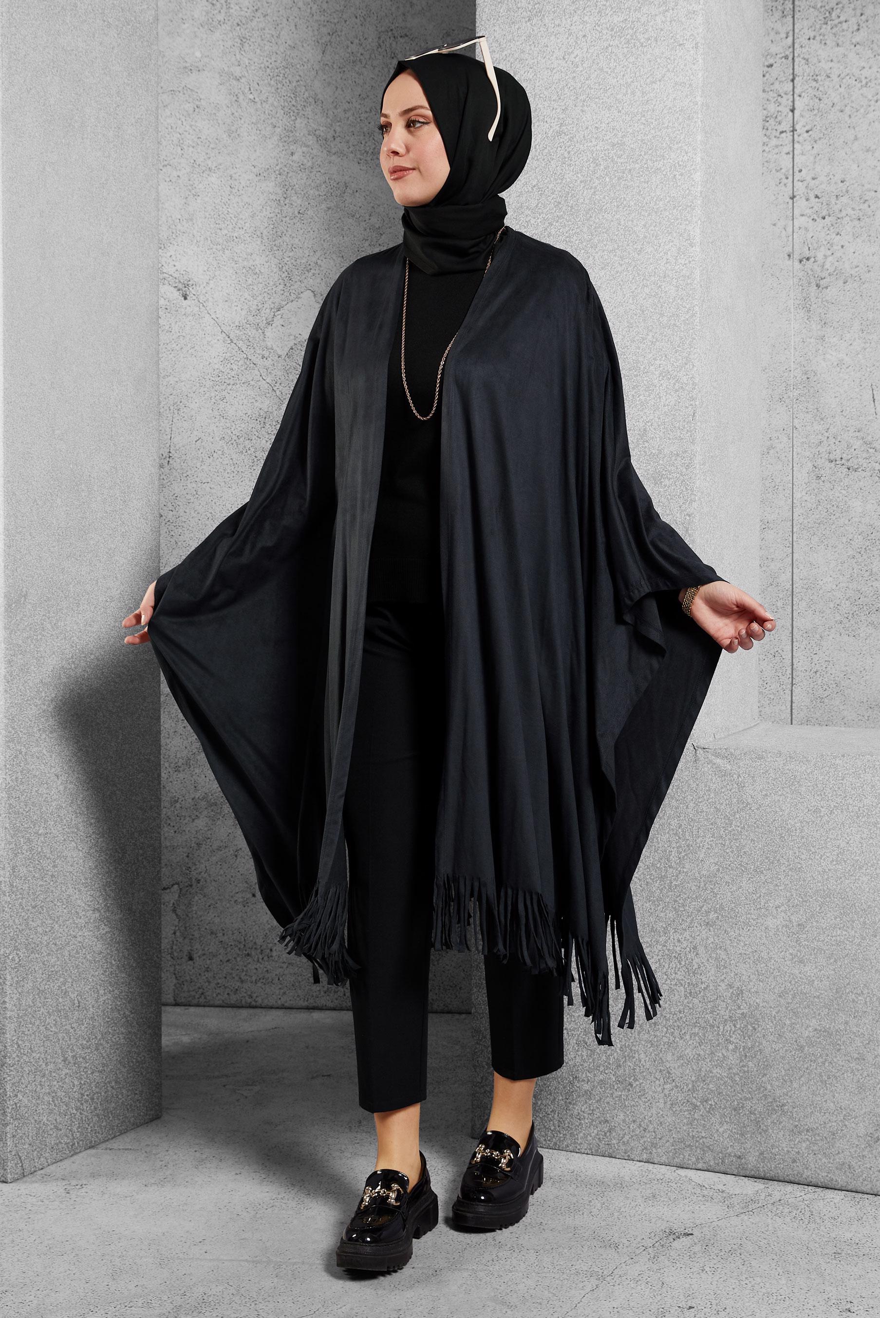 Tesettür giyim LACİVERT PÜSKÜL DETAYLI ŞAL TUNİK 4550