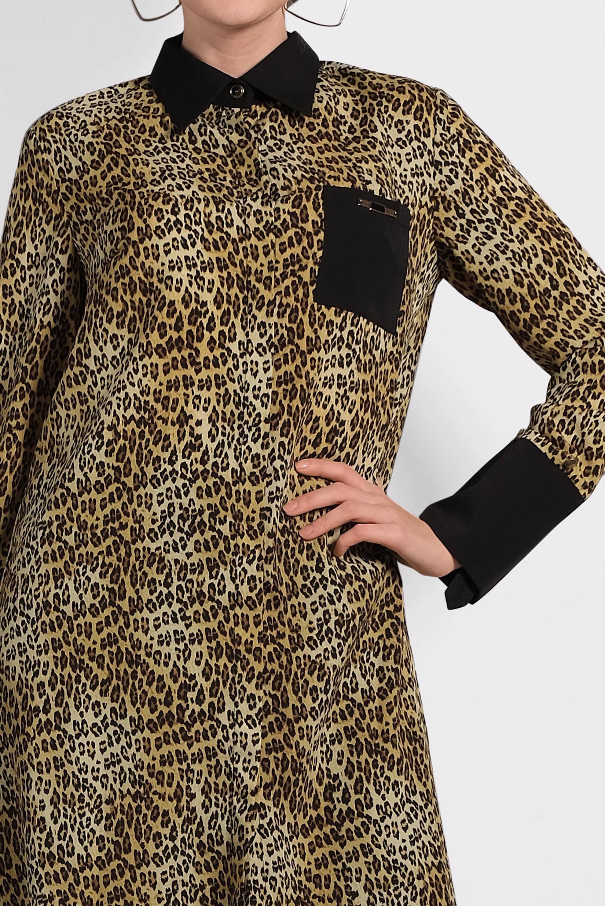 Tesettür giyim BEJ LEOPAR DESENLİ TUNİK 4407-1