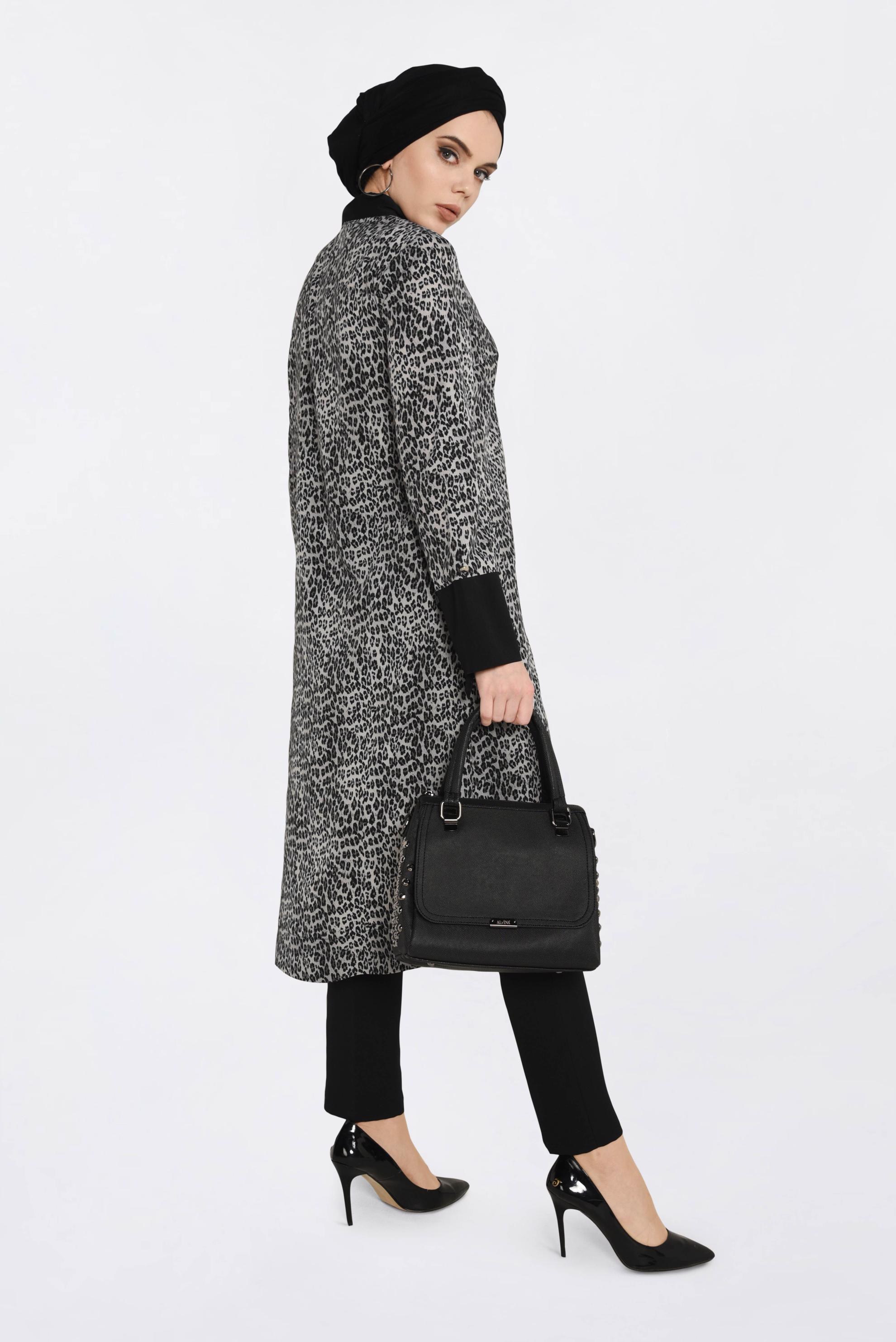 Tesettür giyim SİYAH LEOPAR DESENLİ TUNİK 4407-1