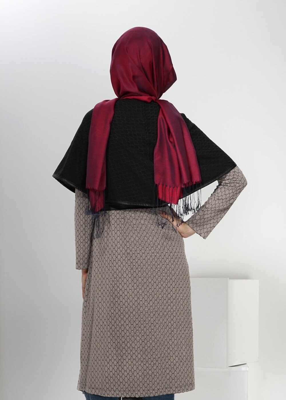 Tesettür giyim VİZON ŞAL YAKA TUNİK 4522-1