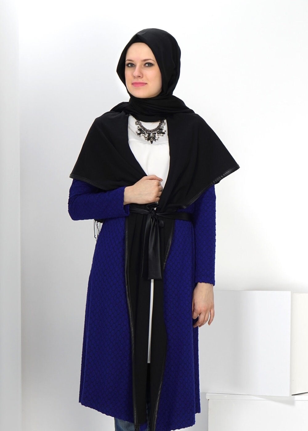 Tesettür giyim LACİVERT ŞAL YAKA TUNİK 4522-1
