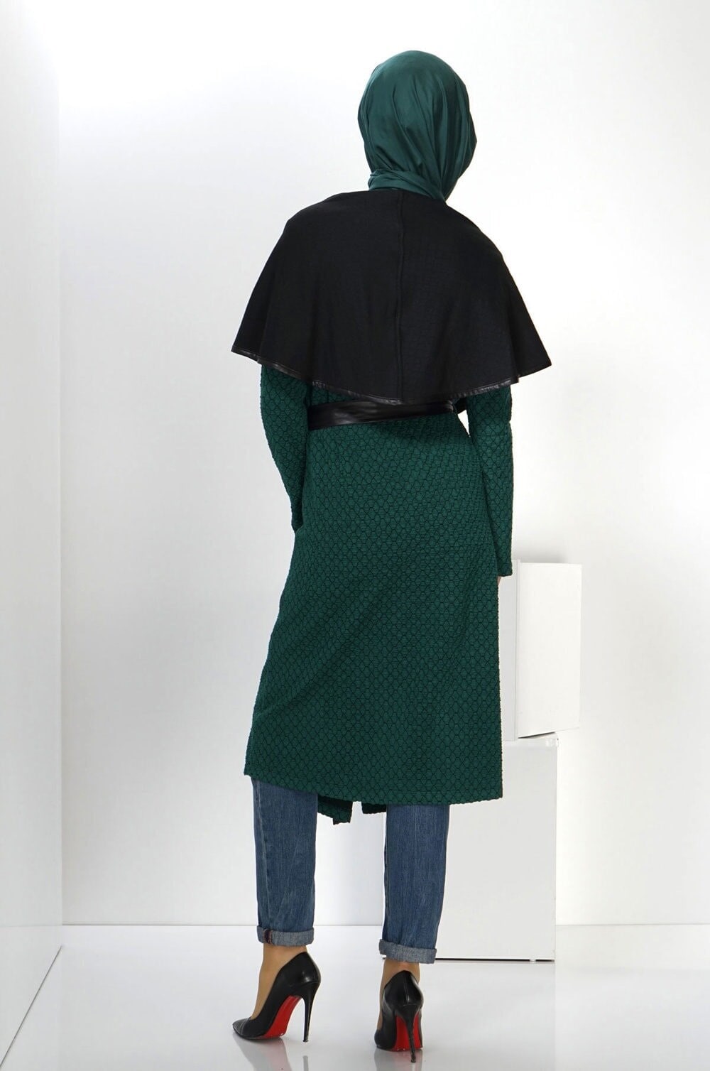 Tesettür giyim YEŞİL ŞAL YAKA TUNİK 4522-1