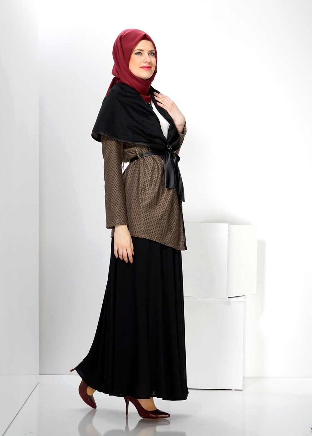 Tesettür giyim VİZON ŞAL YAKA TUNİK 4523-1