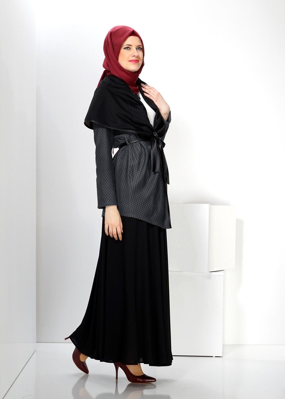 Tesettür giyim GRİ ŞAL YAKA TUNİK 4523-1