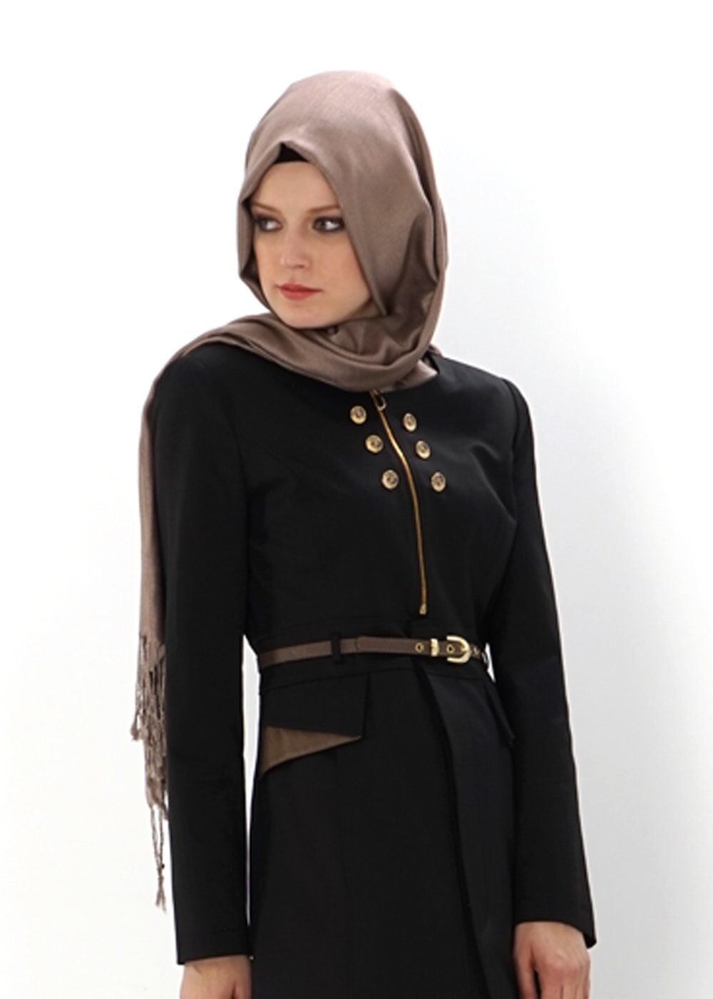 Tesettür giyim SİYAH 1312 TRENÇKOT