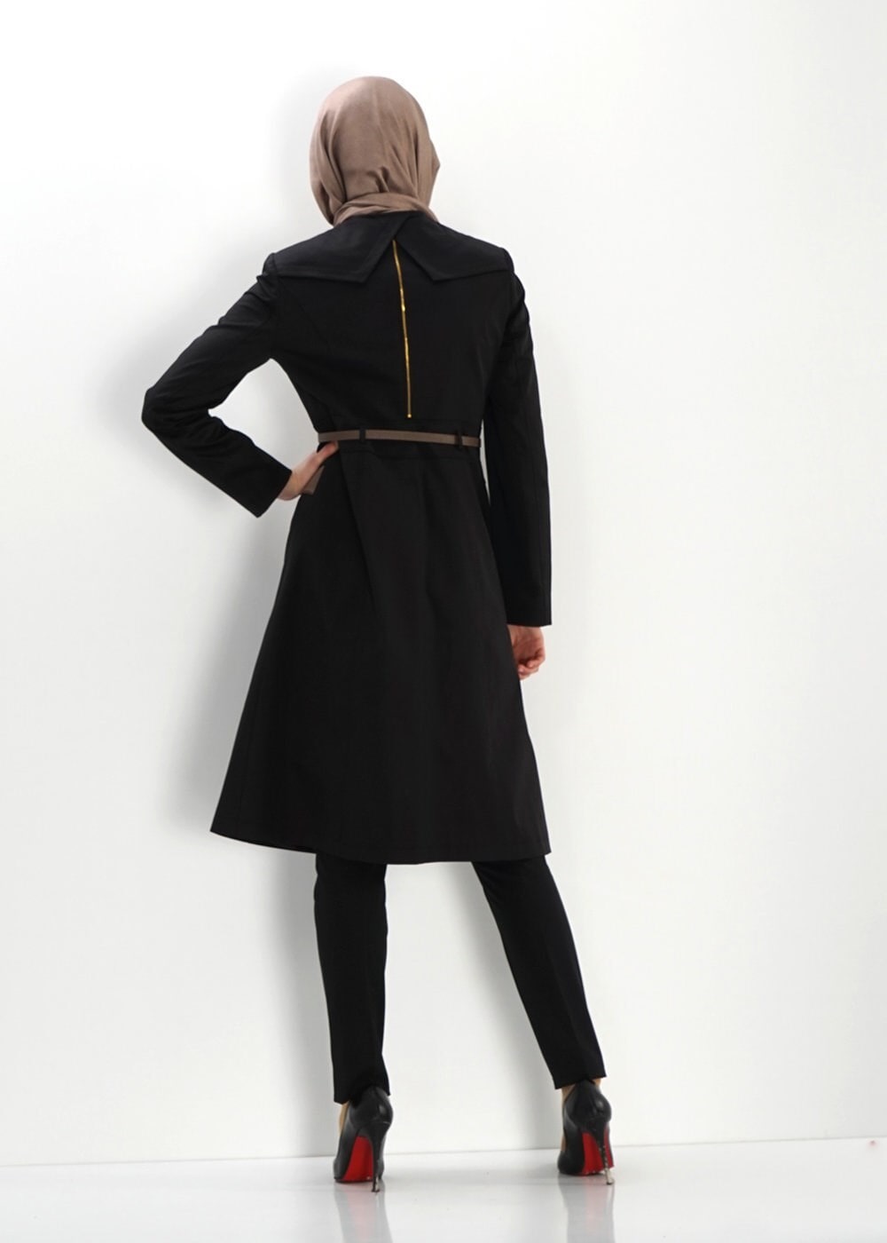 Tesettür giyim SİYAH 1312 TRENÇKOT