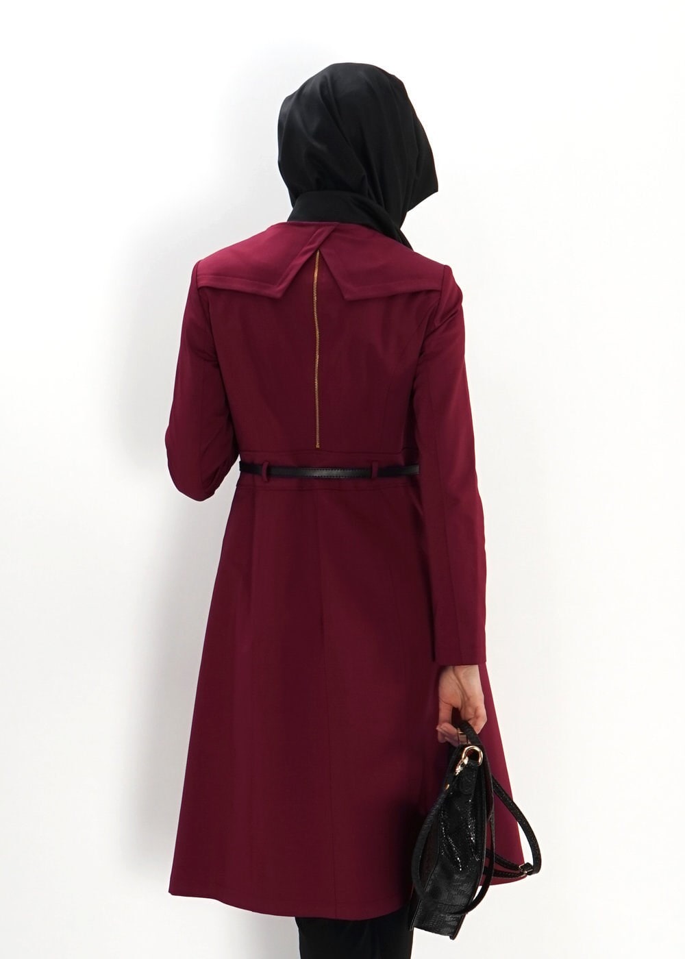 Tesettür giyim BORDO 1312 TRENÇKOT