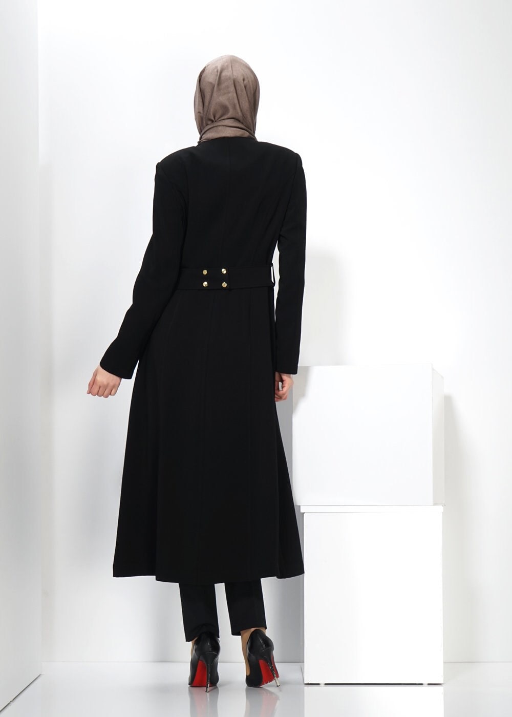 Tesettür giyim SİYAH FERMUAR DETAYLI TRENÇKOT 1324 