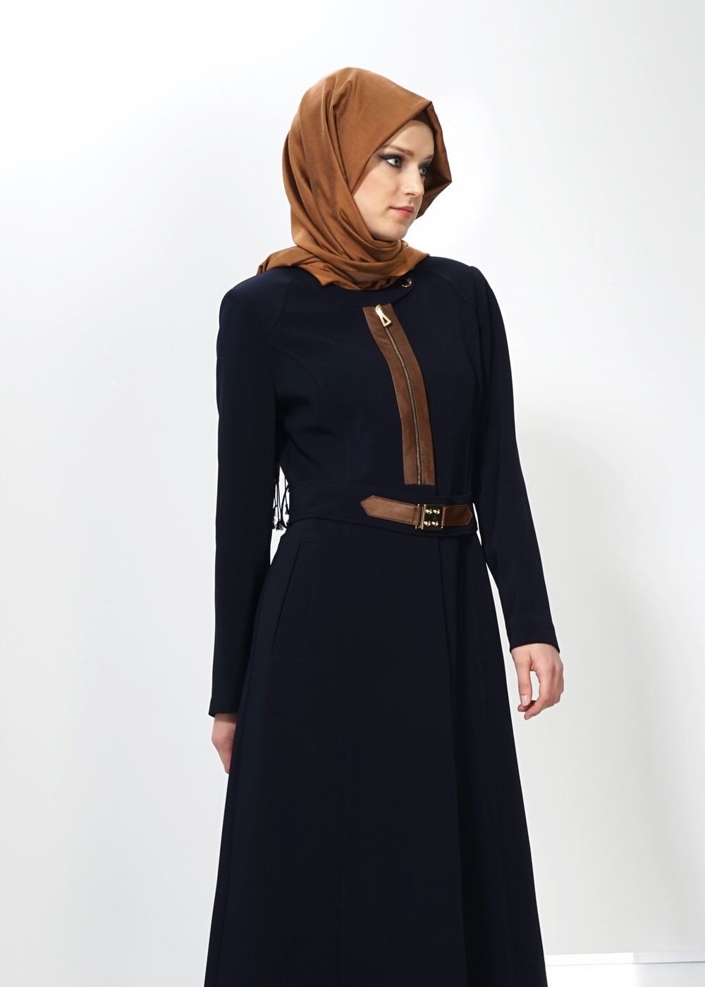 Tesettür giyim LACİVERT FERMUAR DETAYLI TRENÇKOT 1324 