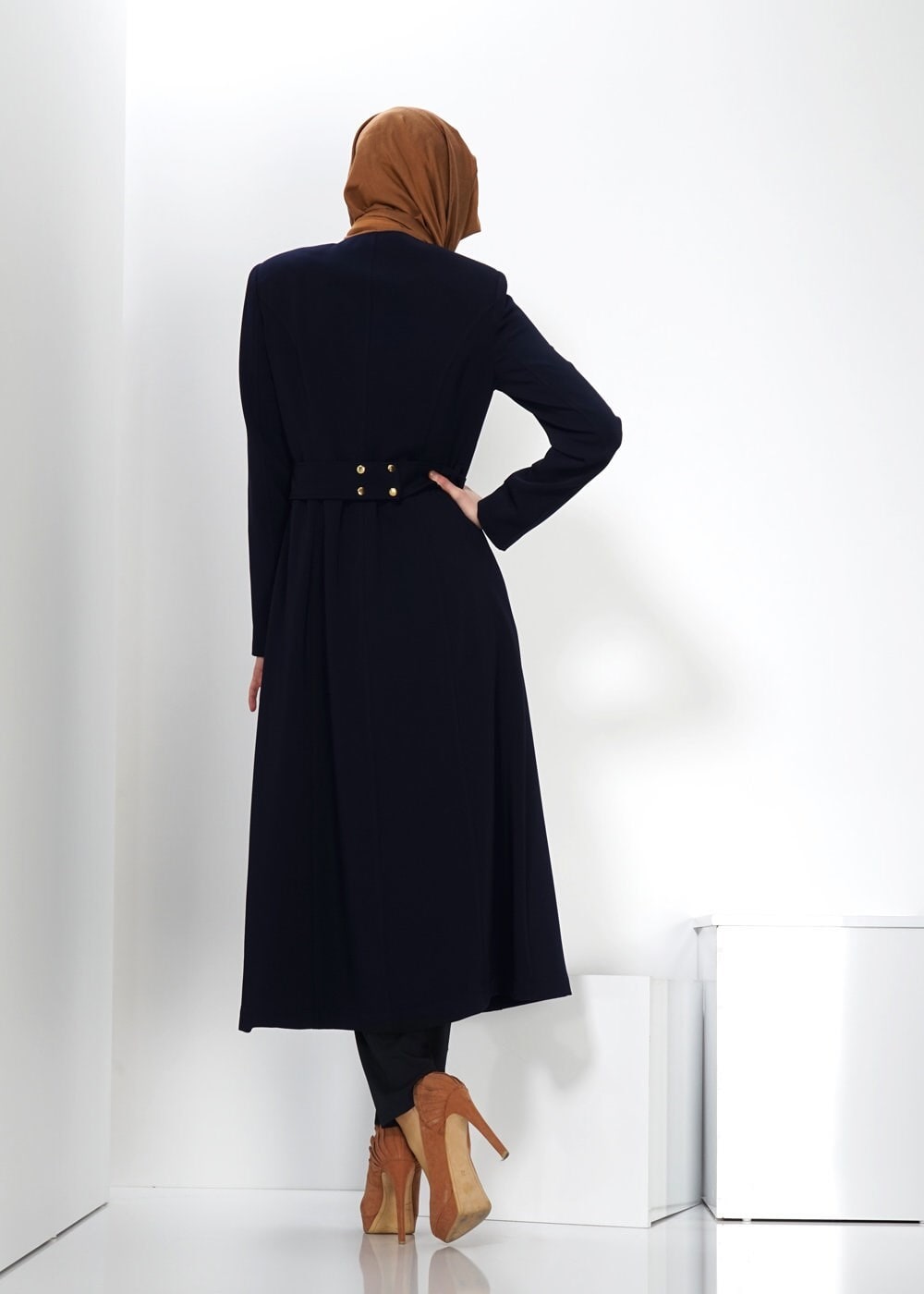 Tesettür giyim LACİVERT FERMUAR DETAYLI TRENÇKOT 1324 