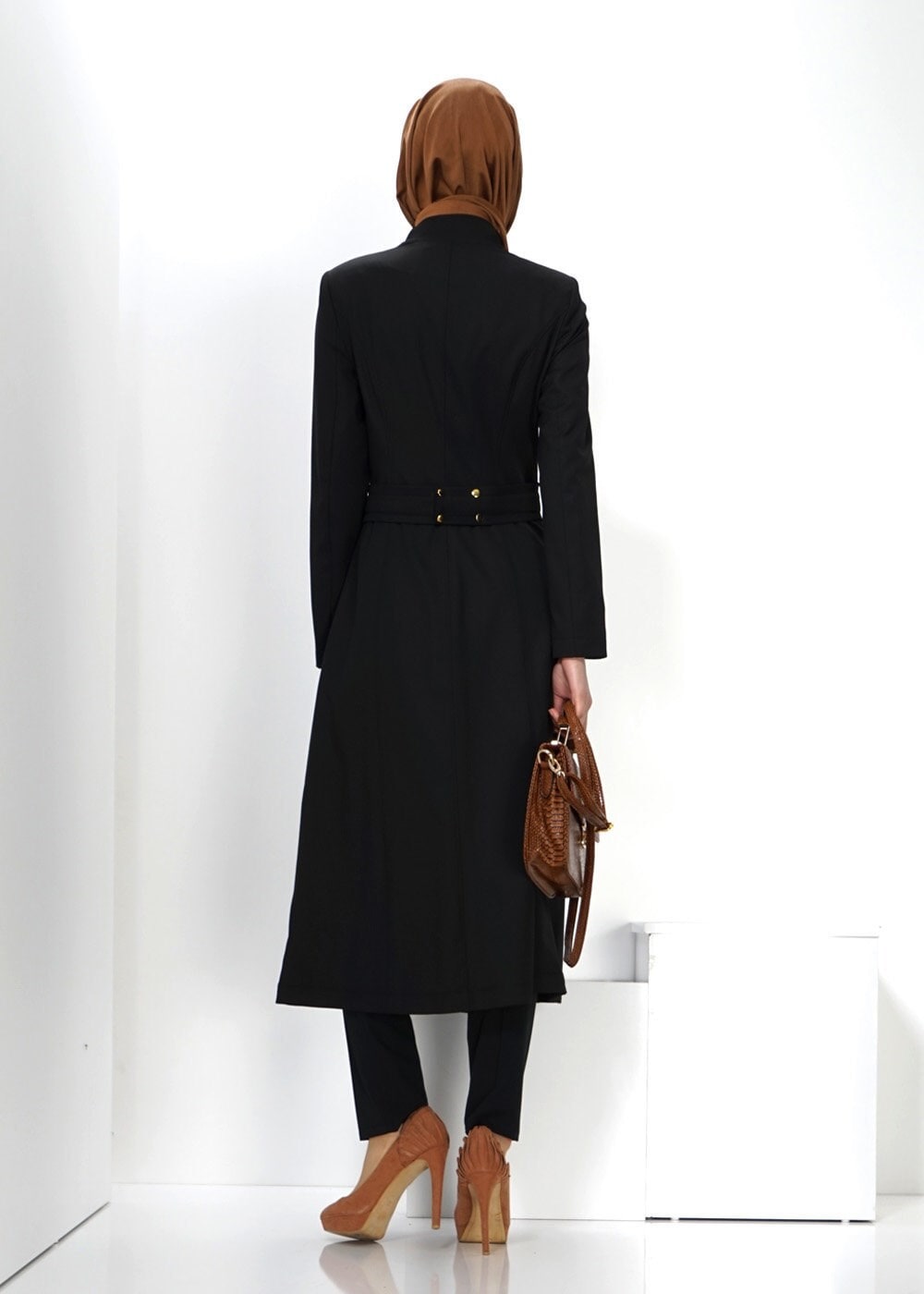 Tesettür giyim SİYAH 1327 TRENÇKOT